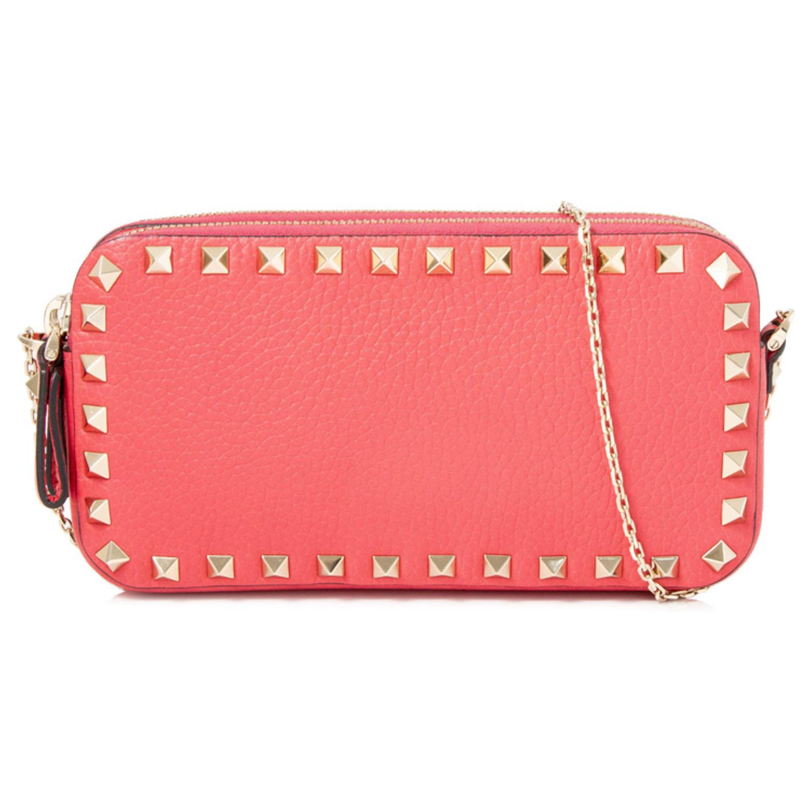 Valentino Valentino Pink Rockstud Zip Wallet An Der Kette Handtaschen Leder Kalbahnliches Kalb Pink Ref Joli Closet