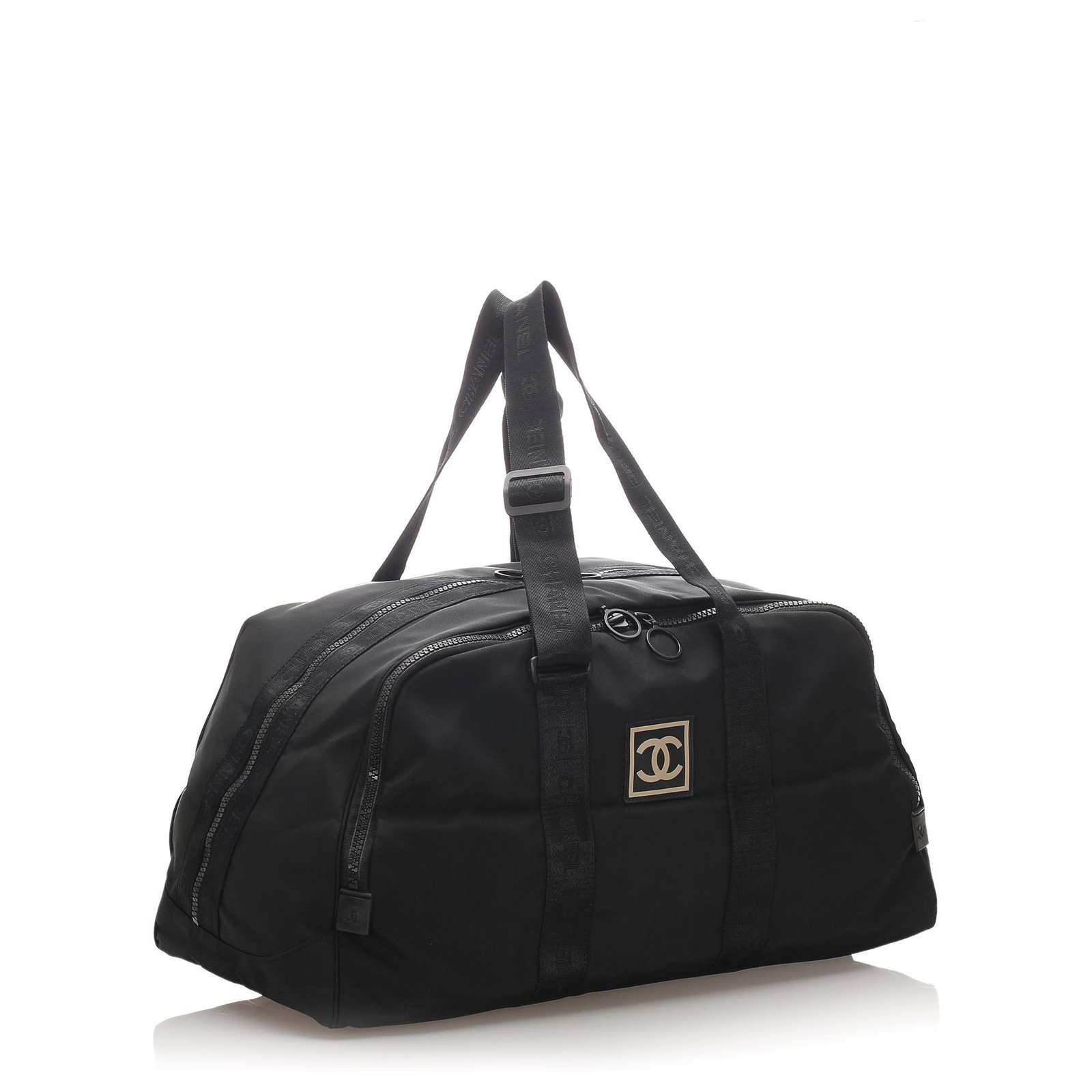 Chanel Black CC Sports Line Nylon Travel Bag Cloth ref.198603 - Joli Closet