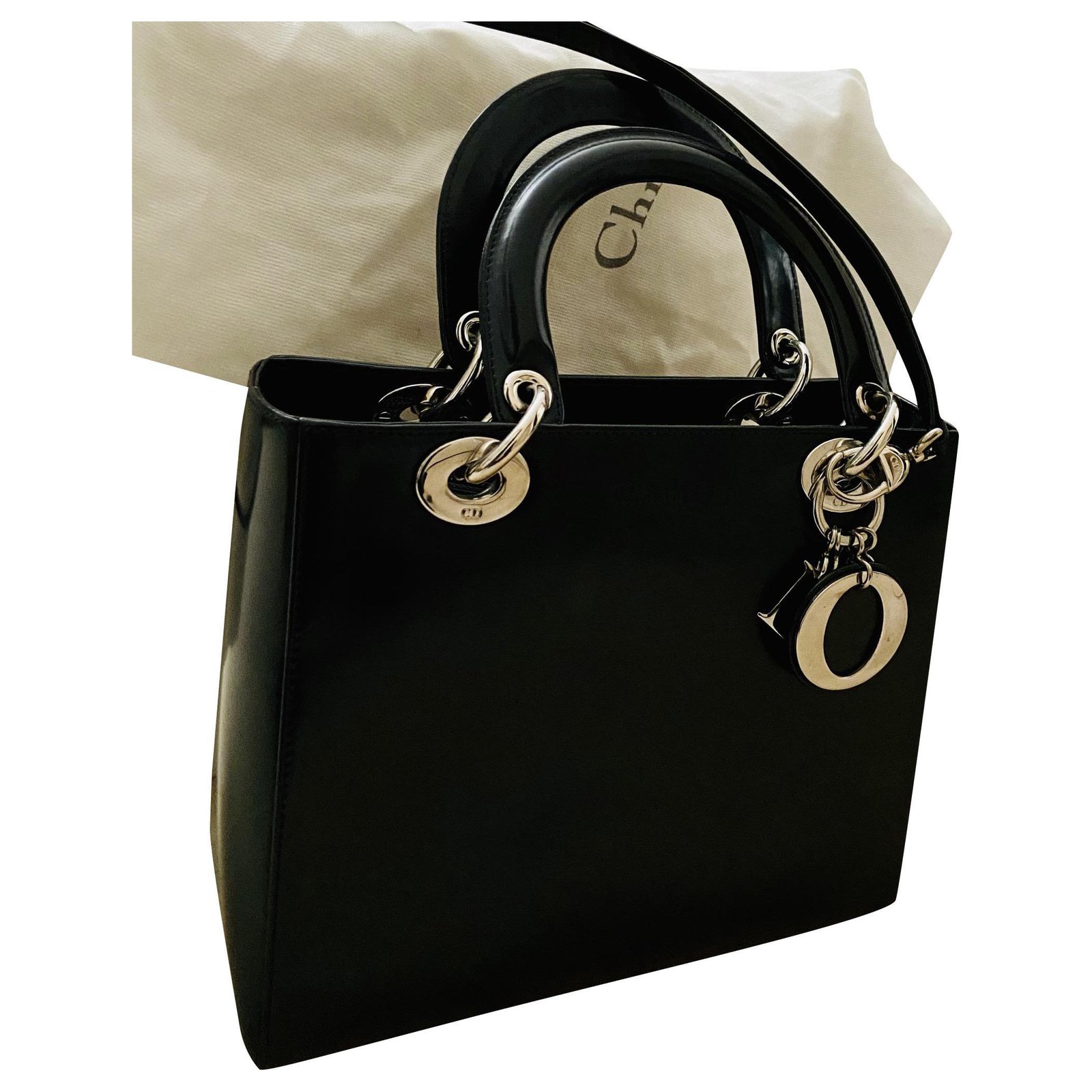 Christian Dior Medium Lady Dior Cannage Patent Leather Bag