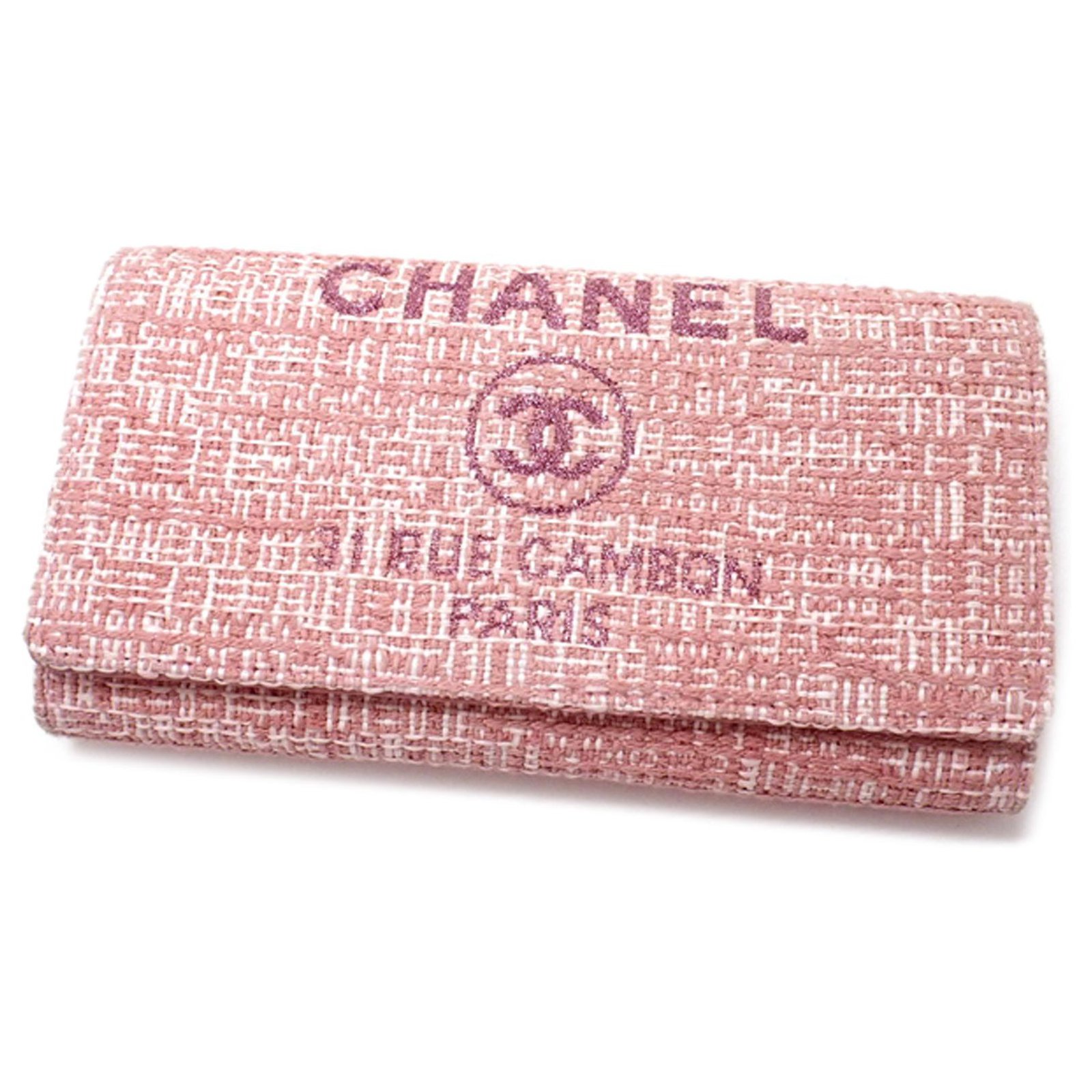 Chanel Pink Deauville Long Wallet White Cloth Cloth ref.198928 - Joli Closet