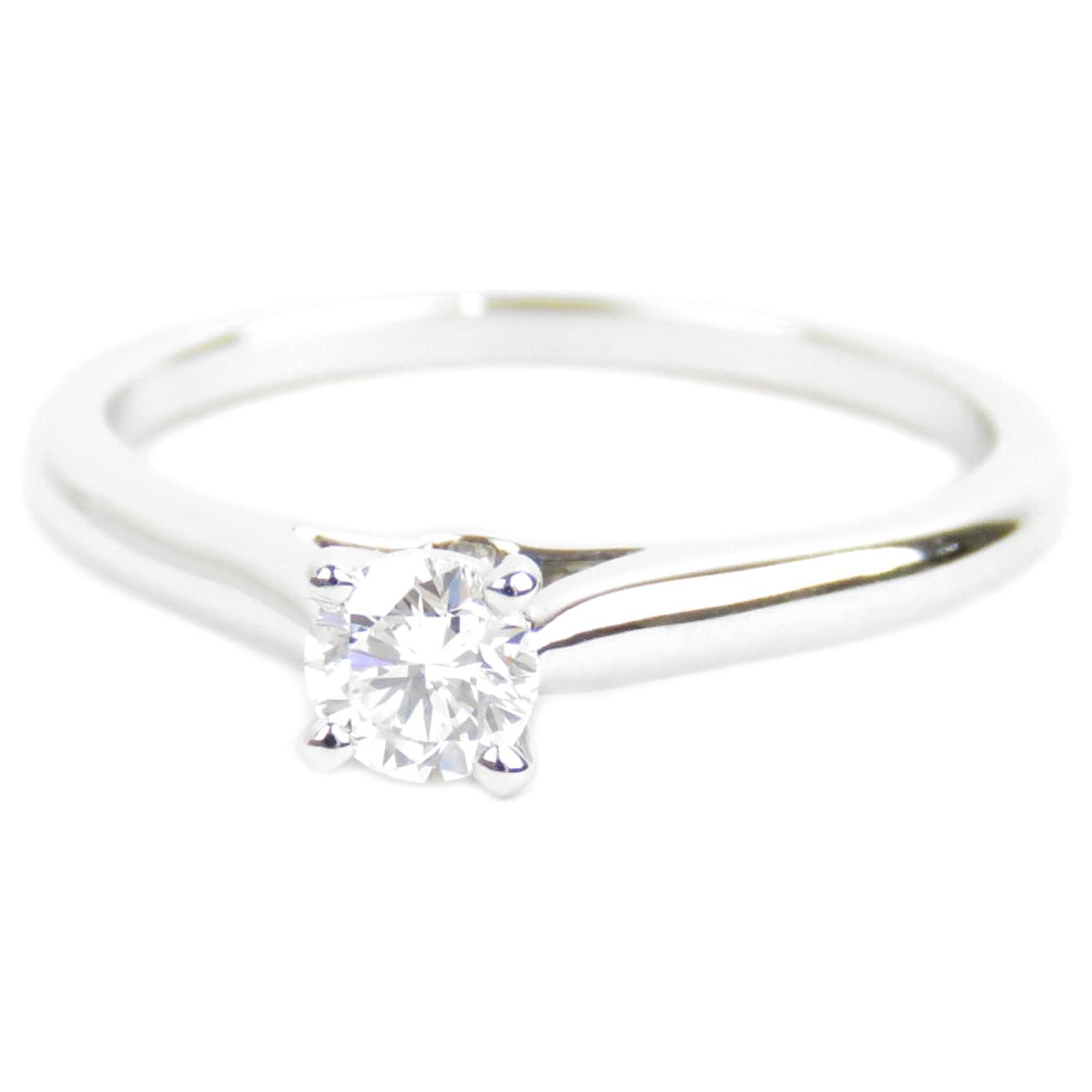 Cartier Silver Diamond 1895 Solitaire ring Silvery Metal Platinum ref