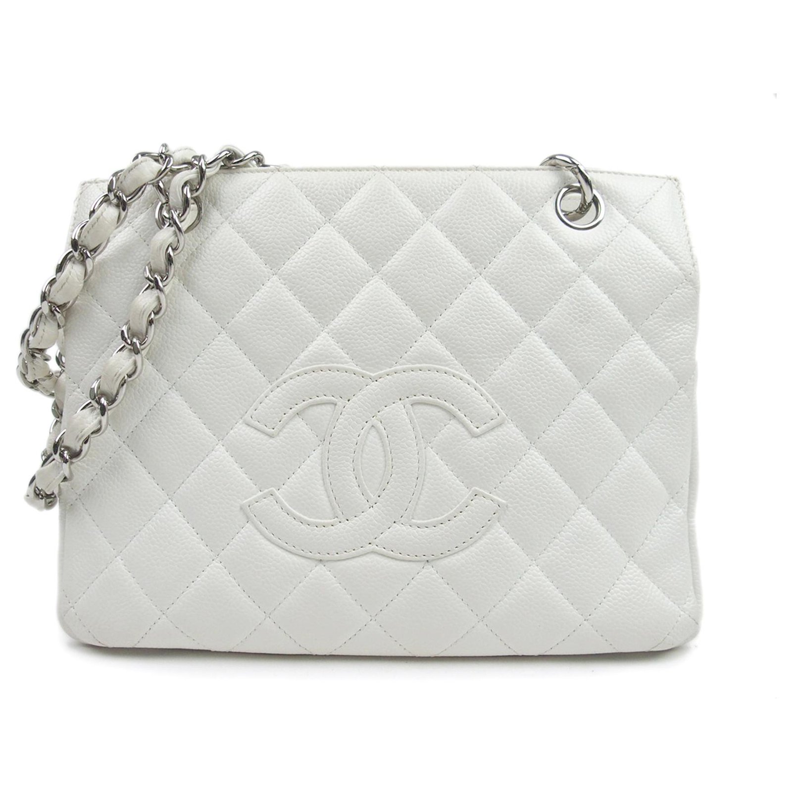 Skin - A46882 – dct - Calf - chanel pre owned 1995 cc button earrings item  - Tote - Large - White - ep_vintage luxury Store - Essential - Bag - CHANEL