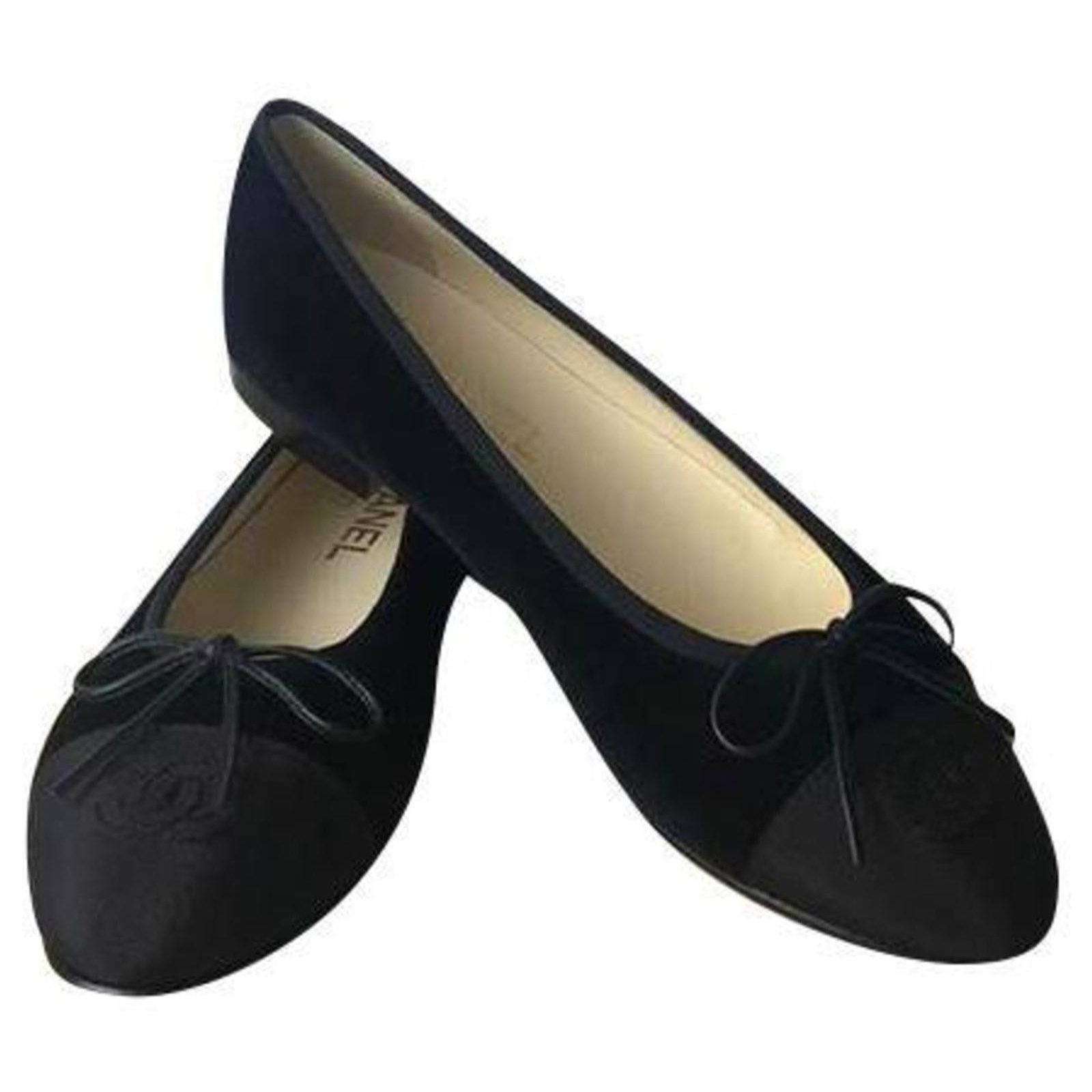 Velvet ballet flats Chanel Black size 36 EU in Velvet - 32971204