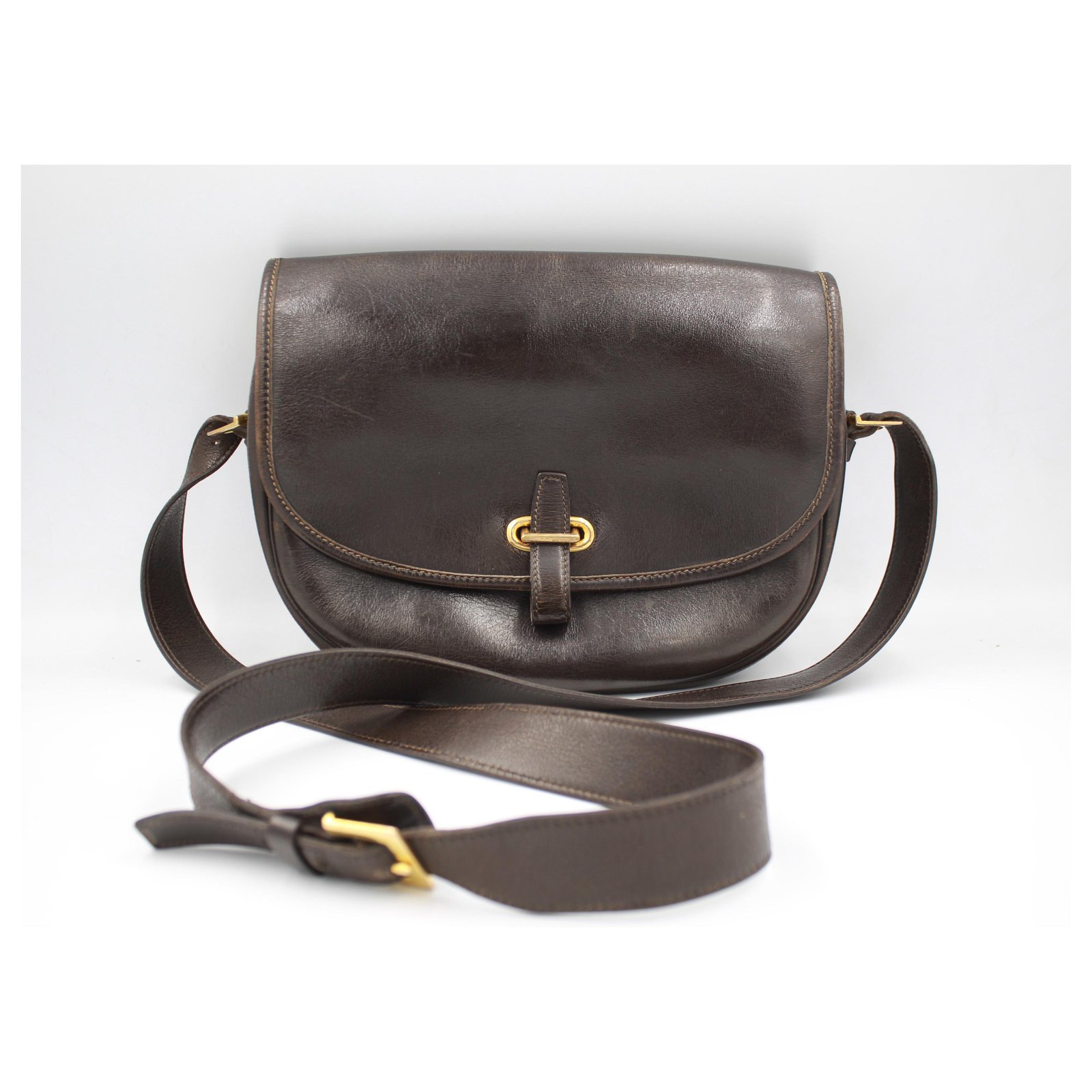 Hermès Hermes « Balle de Golf » handbag in dark brown leather. Black  ref.200389 - Joli Closet