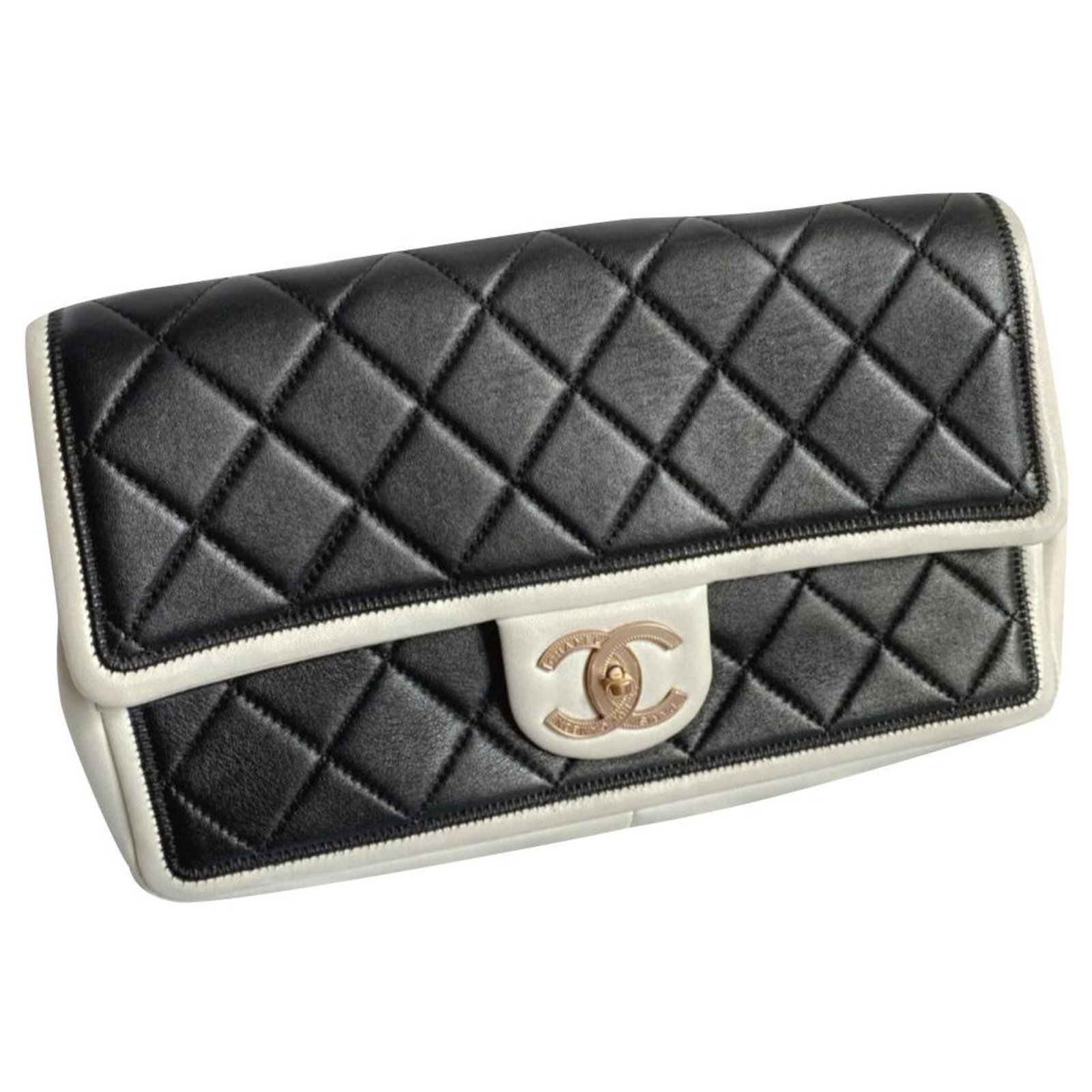 Chanel Limited edition black and beige flap bag