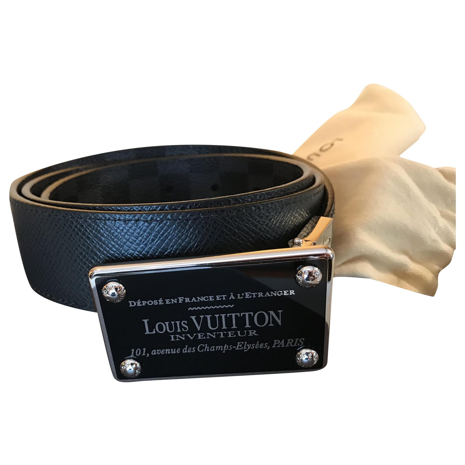 Louis Vuitton canvas belt reversible belt black Plastic ref.200951 - Joli  Closet