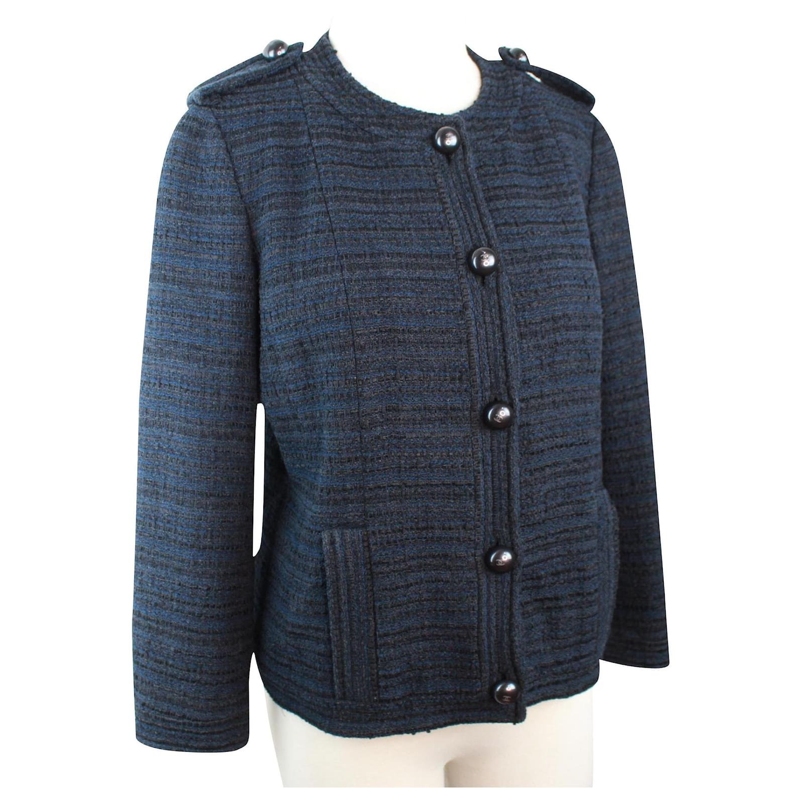 Chanel Blazer aus Schwarz Blau Marineblau Joli