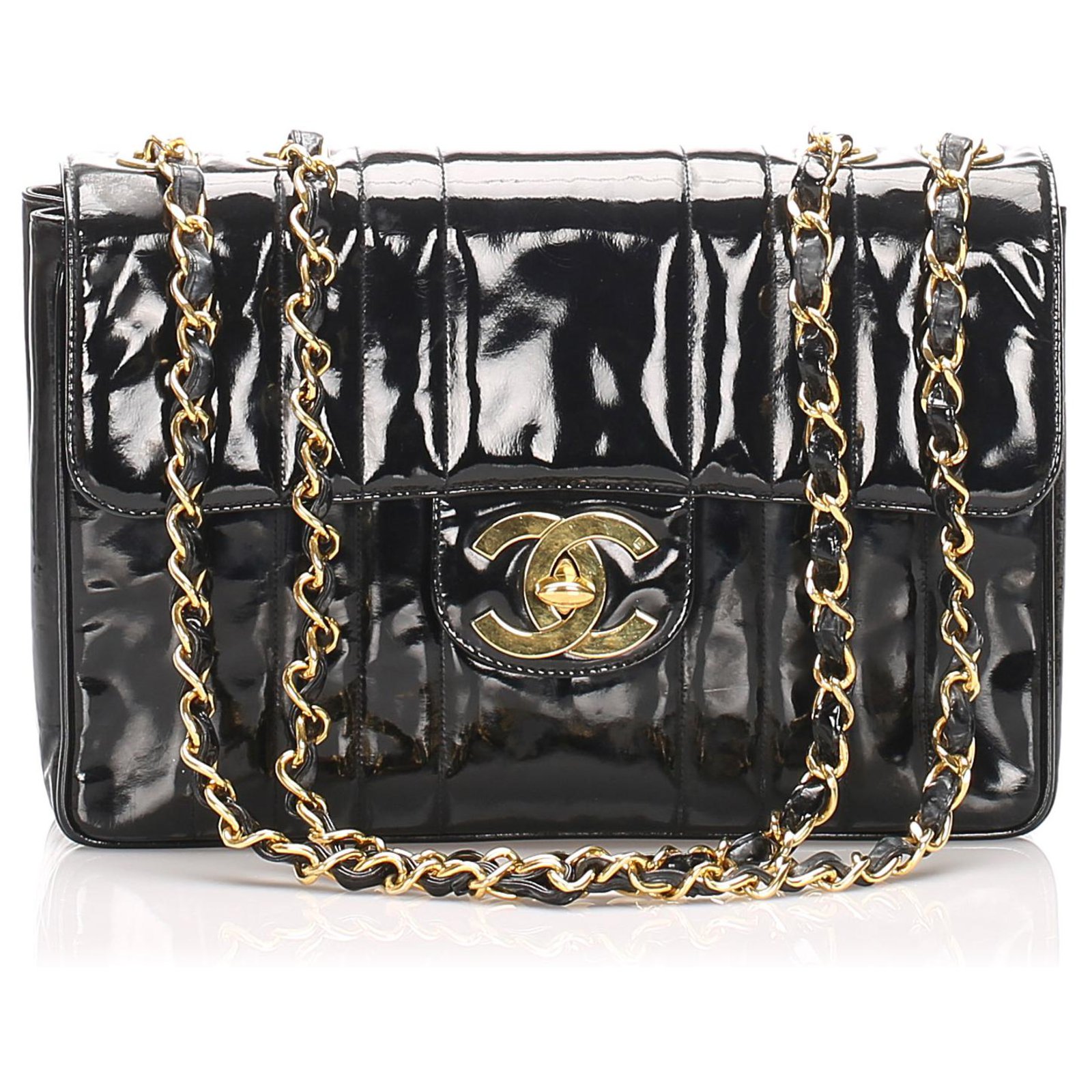 Chanel Vintage Mademoiselle Jumbo Classic Flap Bag Black Lambskin