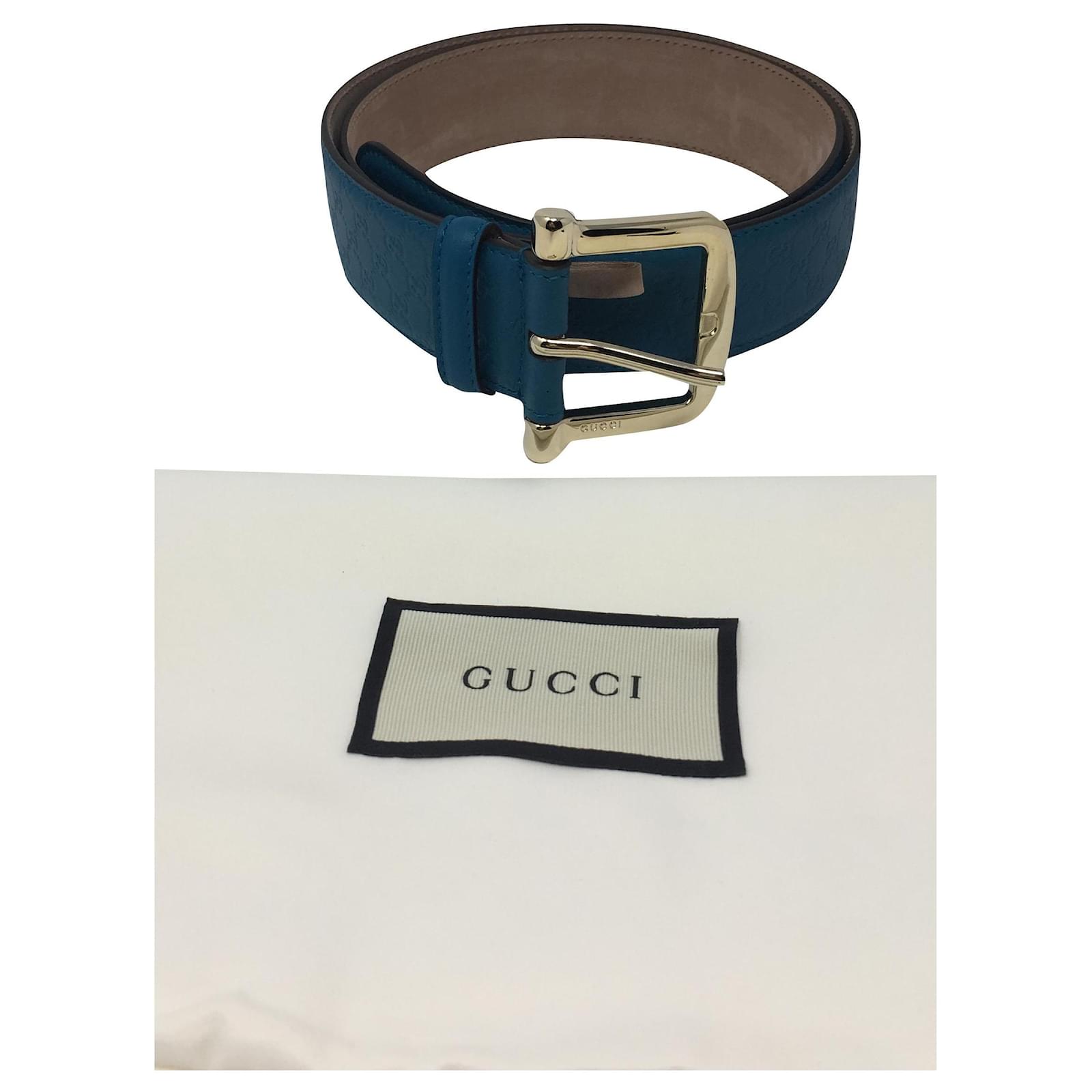 Gucci Monogram classic belt Blu chiaro Pelle ref.201548 - Joli Closet