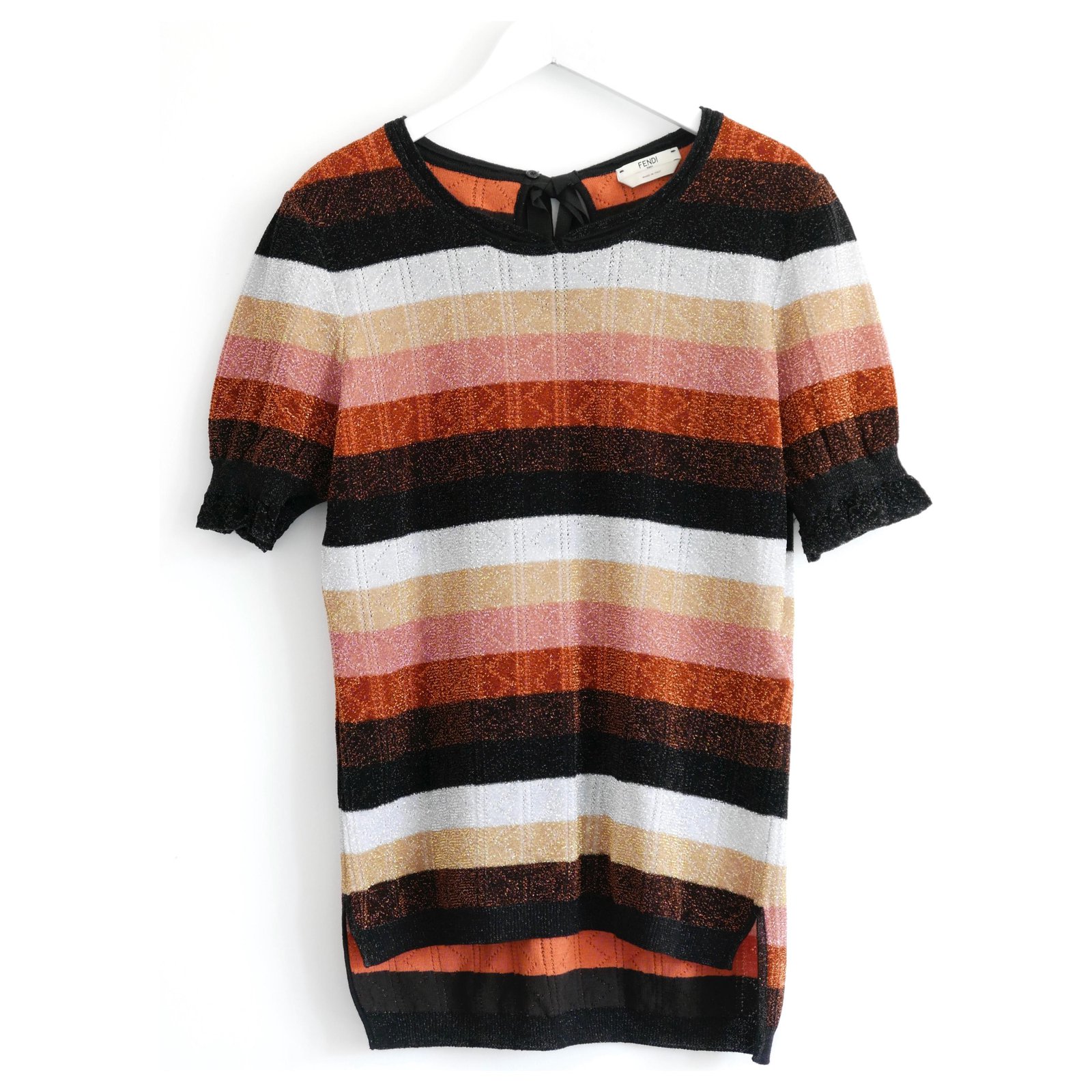 Multi-Stripe Lurex Crewneck Sweater