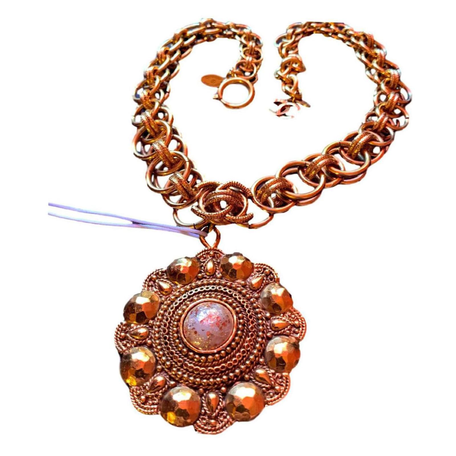 Pendentif Plaqué Or 'Divine Camee' Orange doré - 14x12 mm - [G2356