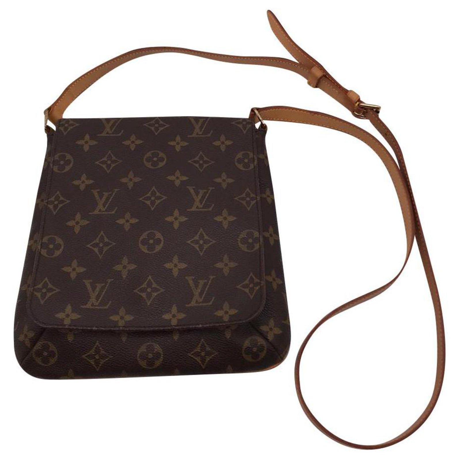 Louis Vuitton Vintage Brown monogram Canvas and Natural Leather Satchel Bag