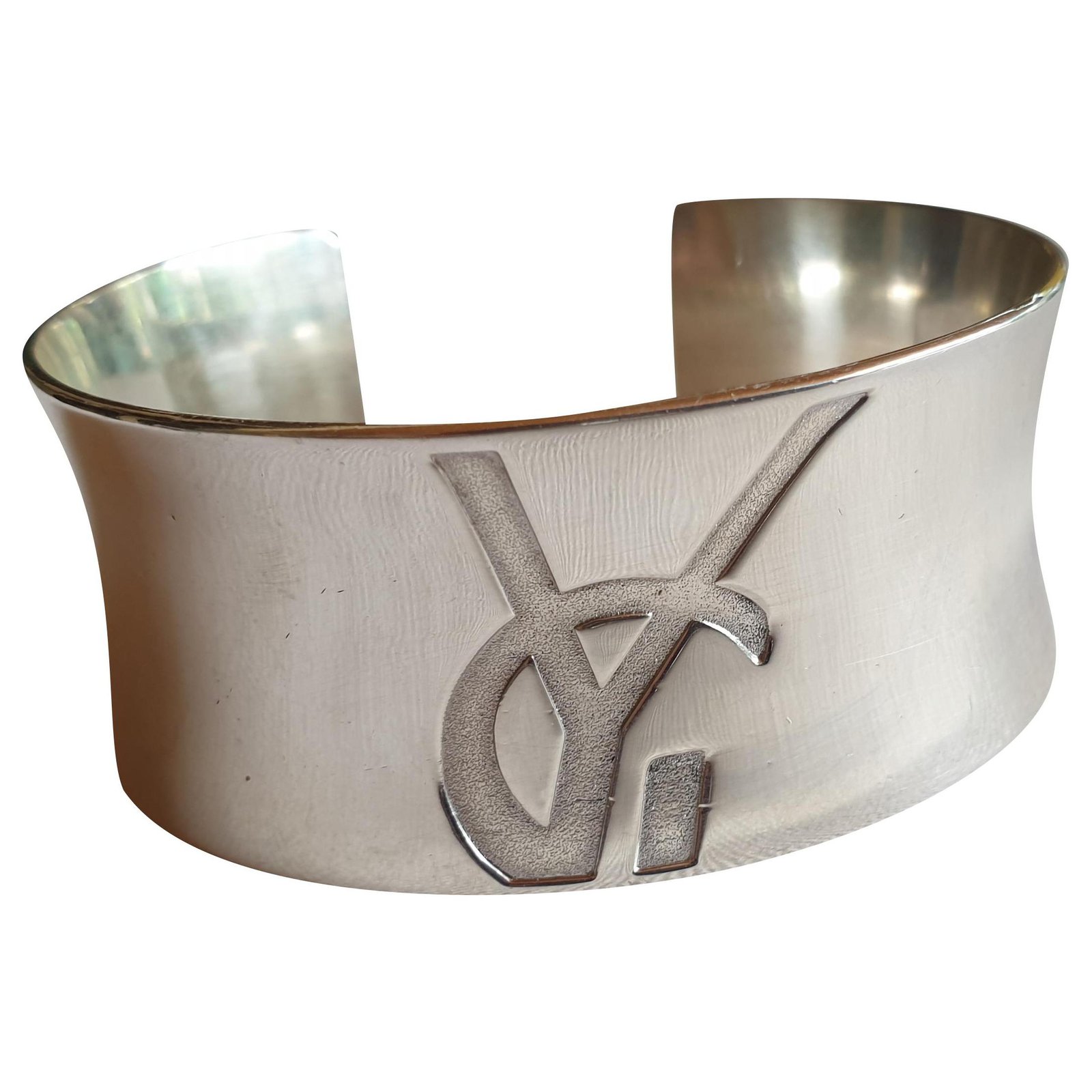 Yves Saint Laurent Silver Color Distressed Leather Wide Waist Belt Silvery  ref.545617 - Joli Closet
