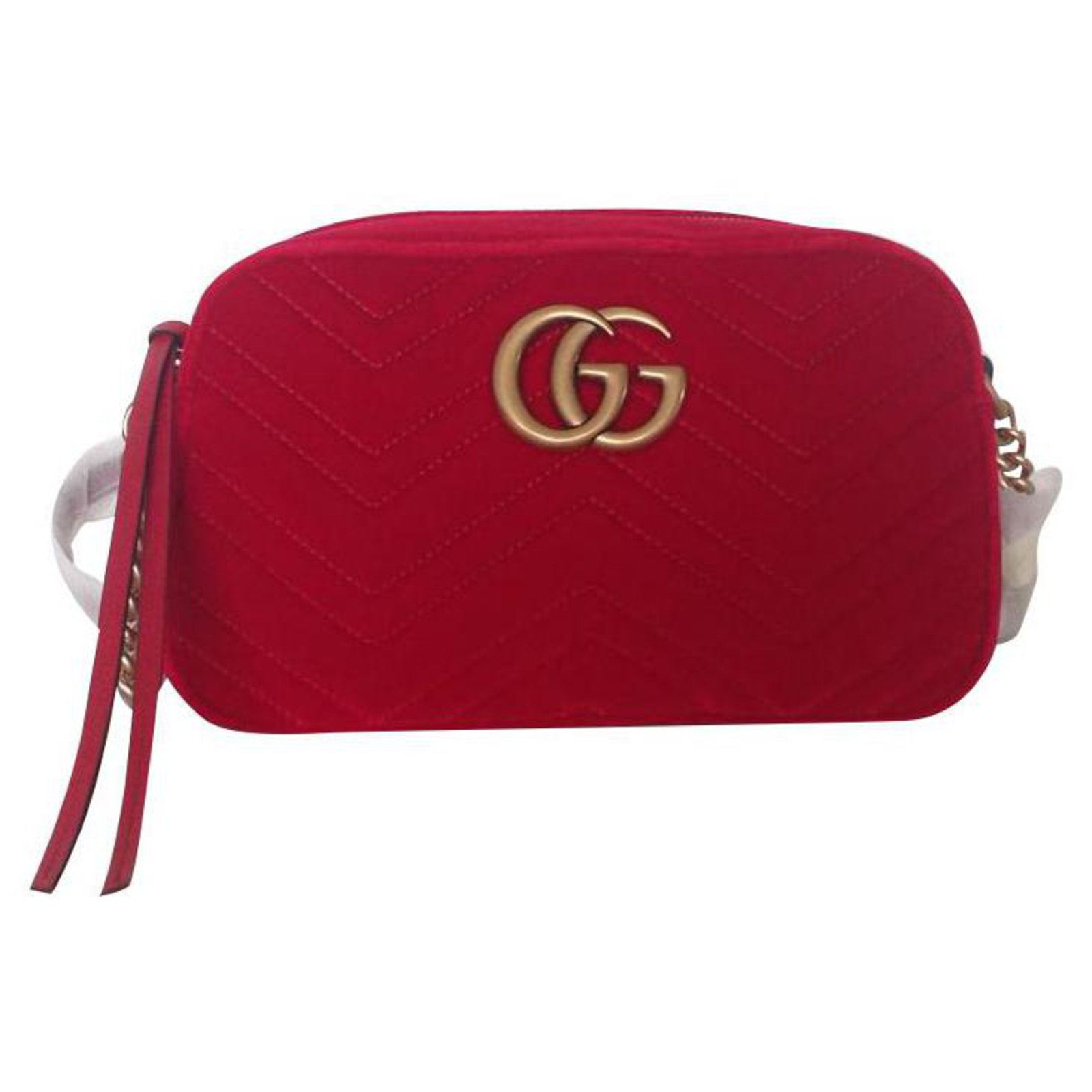 Gucci Marmont Small Velours Red Bag Velvet ref.202401 - Joli Closet