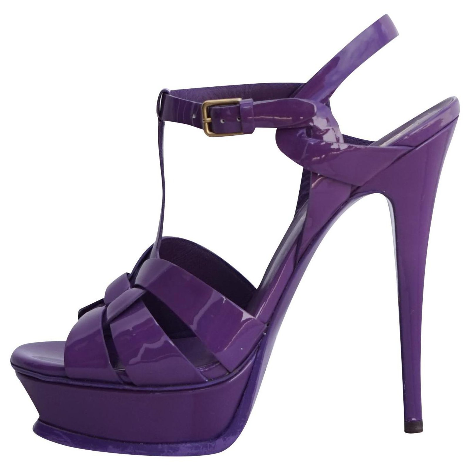 Yves Saint Laurent Sandals Purple Patent leather ref.202414 - Joli Closet