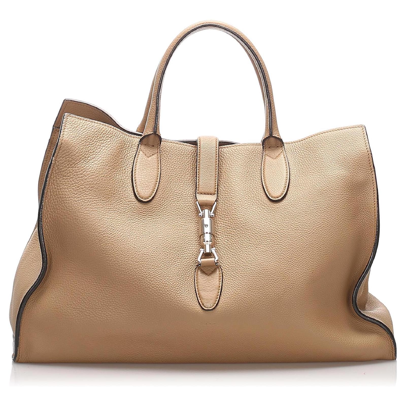 Borsa morbida Gucci marrone medio Jackie Beige Pelle Vitello simile a un  vitello ref.202828 - Joli Closet
