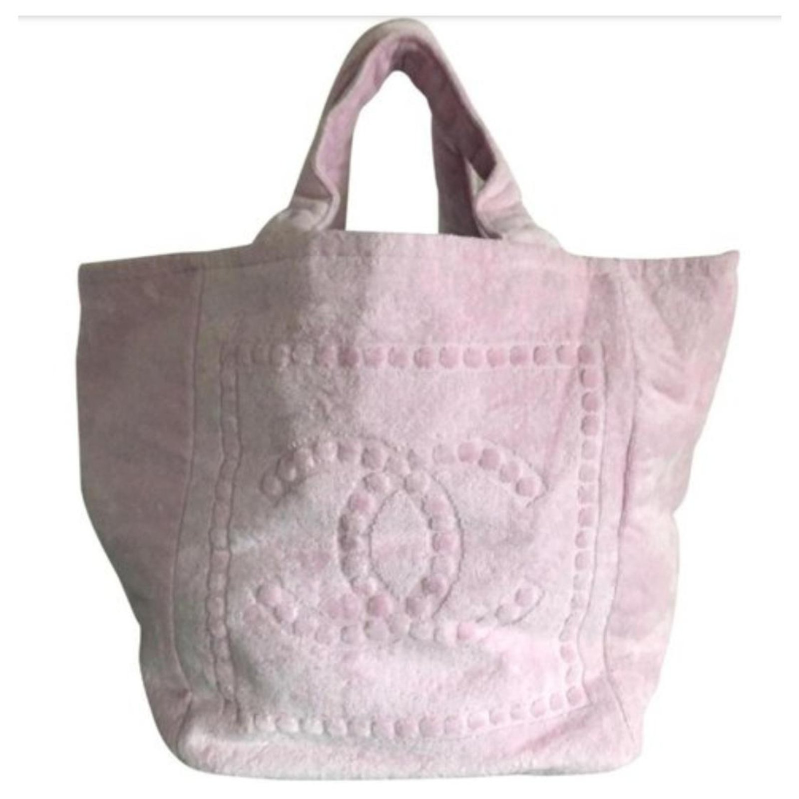 Chanel beach tote + towel Pink Cotton ref.203393 - Joli Closet
