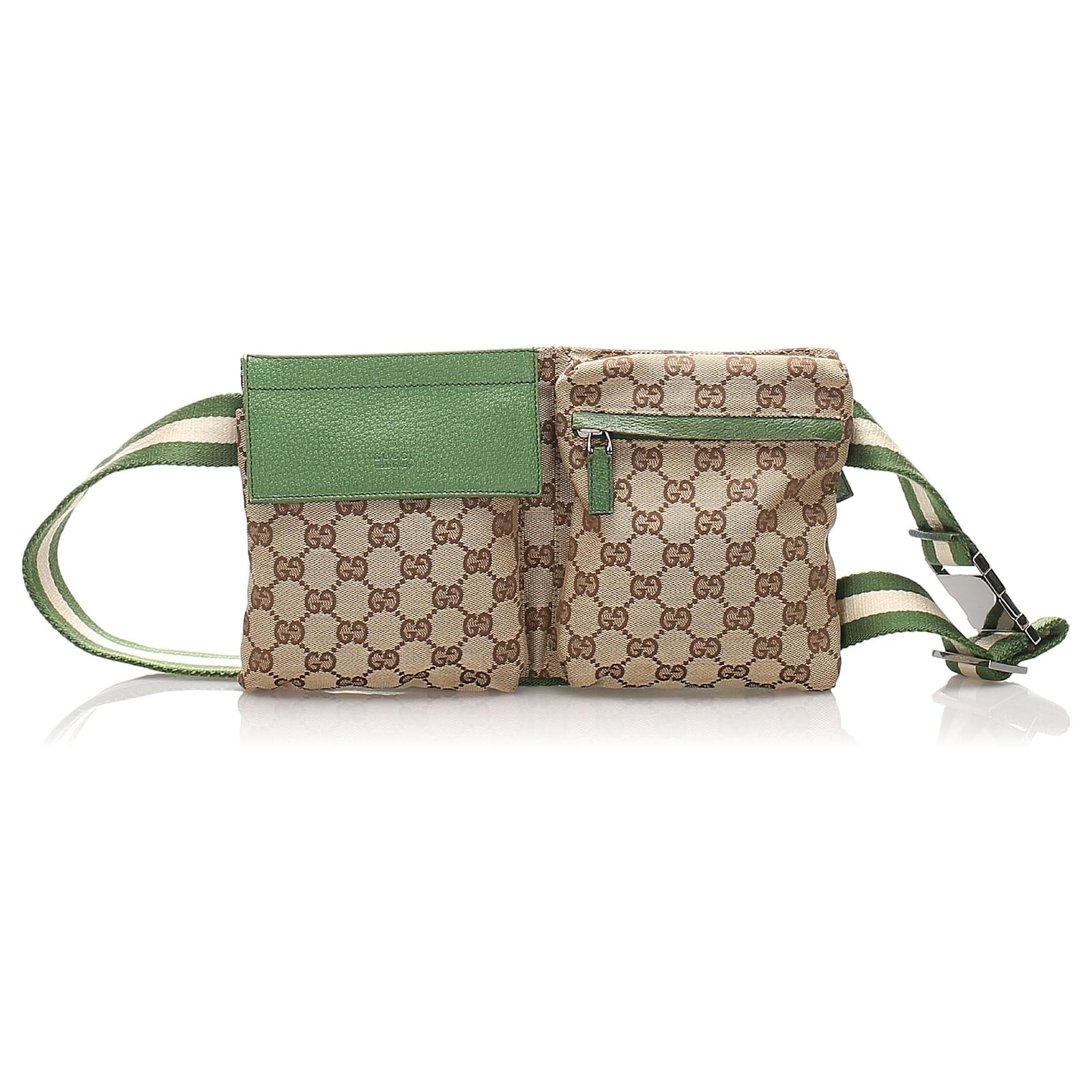 Borsa da cintura Gucci Brown GG Canvas Marrone Verde Pelle Tela Vitello  simile a un vitello Panno ref.203288 - Joli Closet