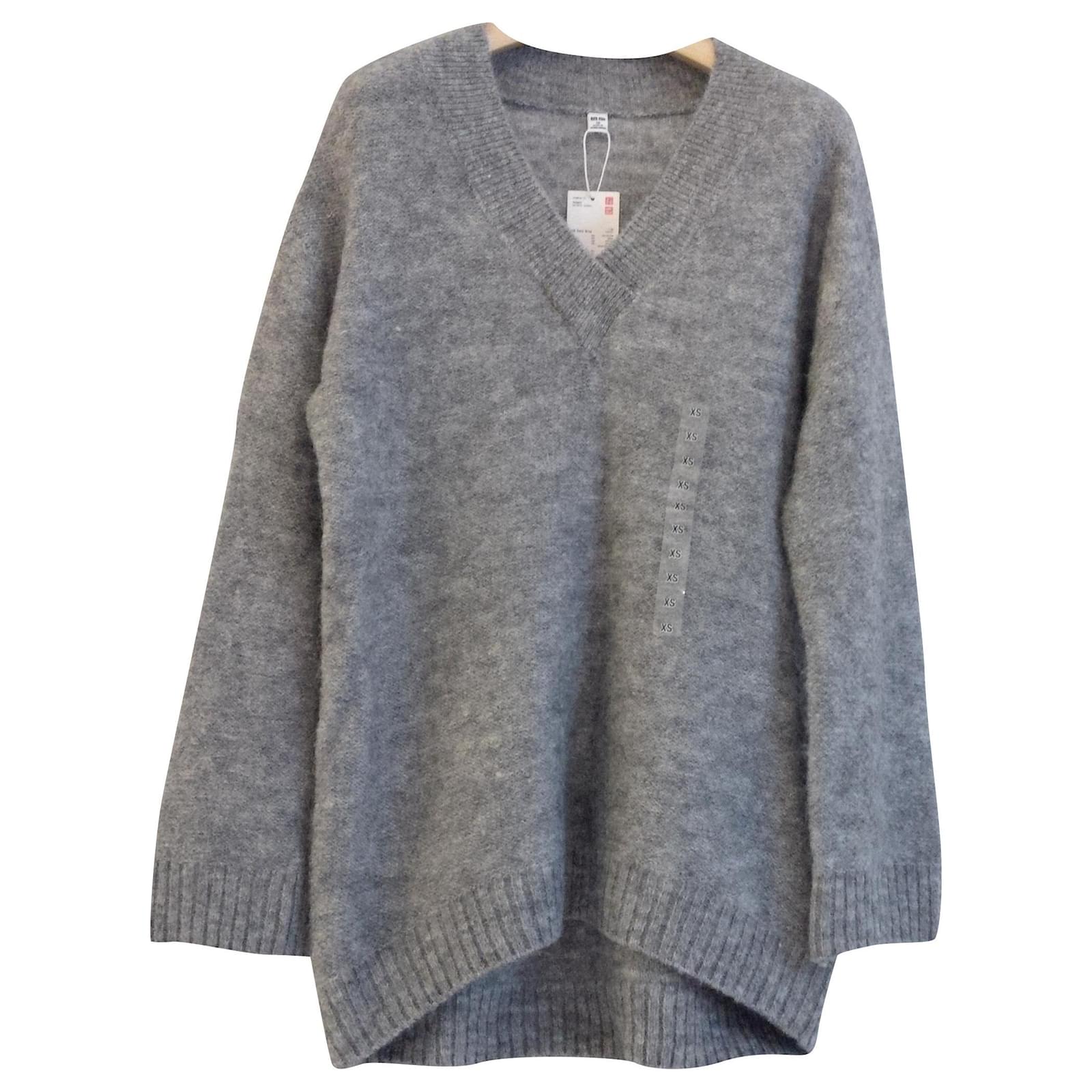 Gilet Long Femme UNIQLO Gris Mélangé - Taille 36 - Manches Longues