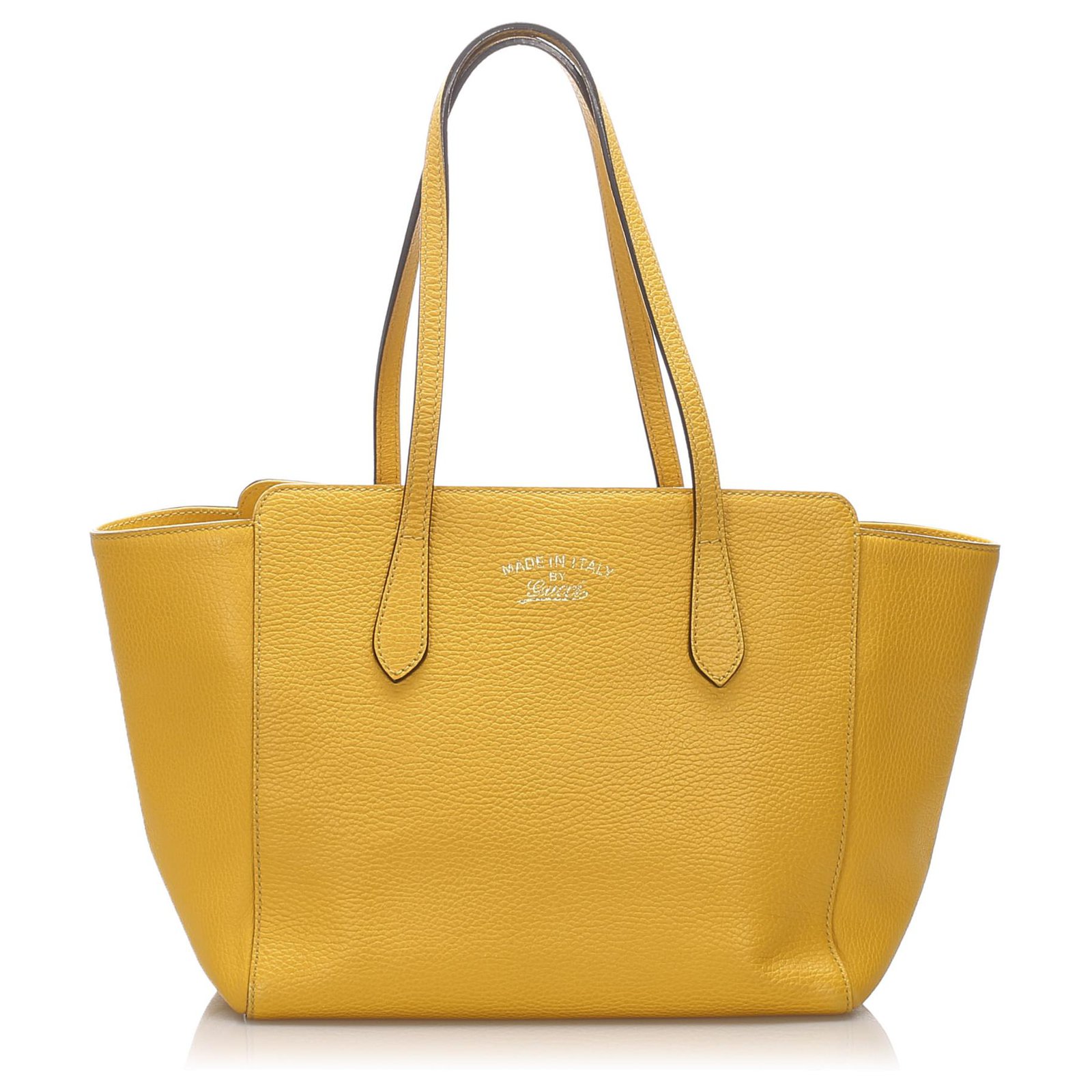 Gucci Gucci Yellow Leather Swing Tote 