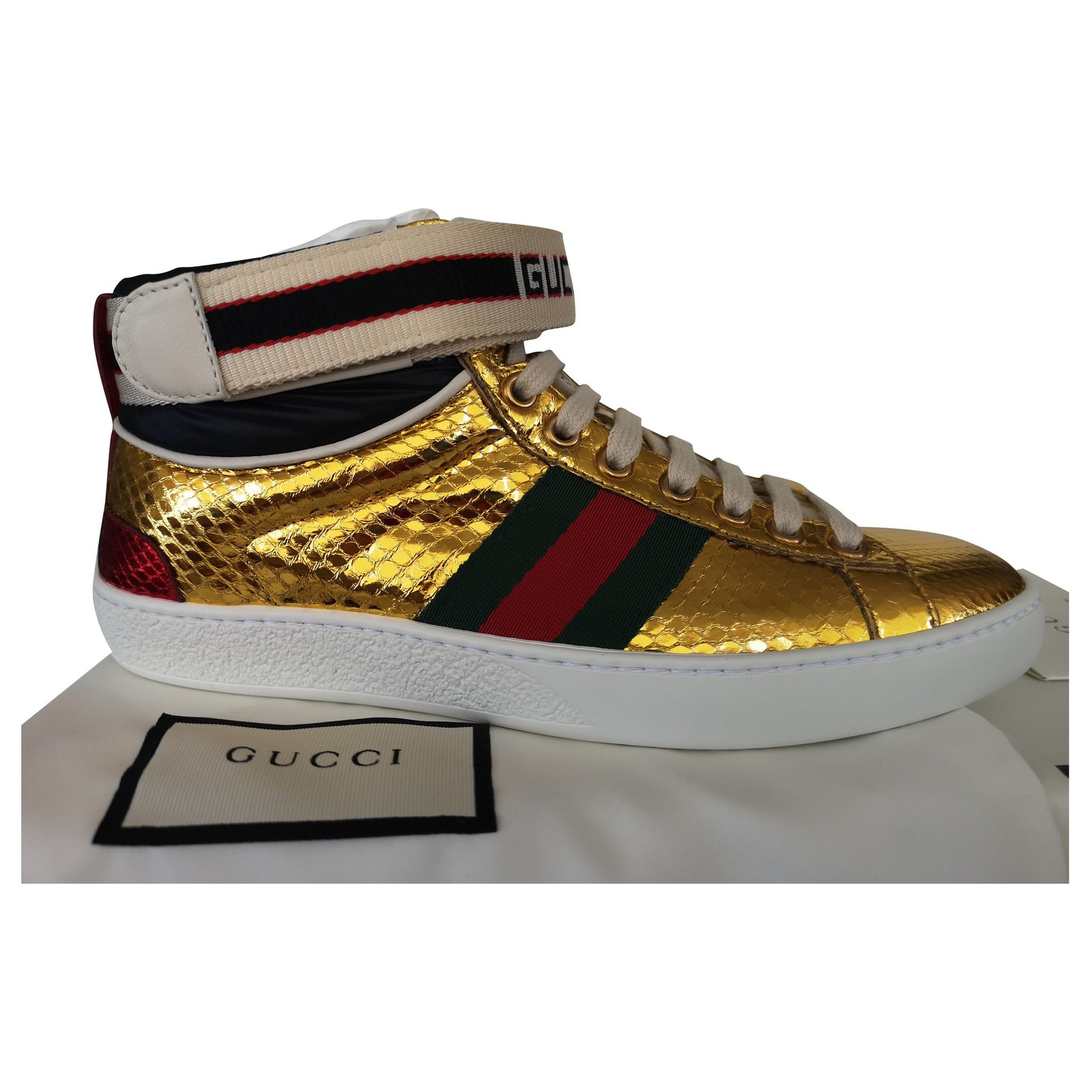 black and gold gucci sneakers