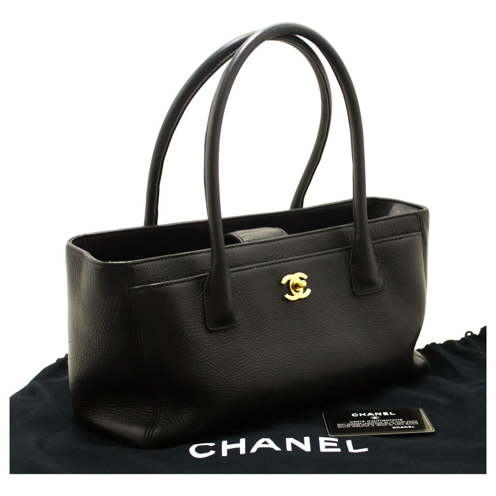 CHANEL Executive Tote 2014 Caviar Shoulder Bag Black Gold Leather  ref.204026 - Joli Closet