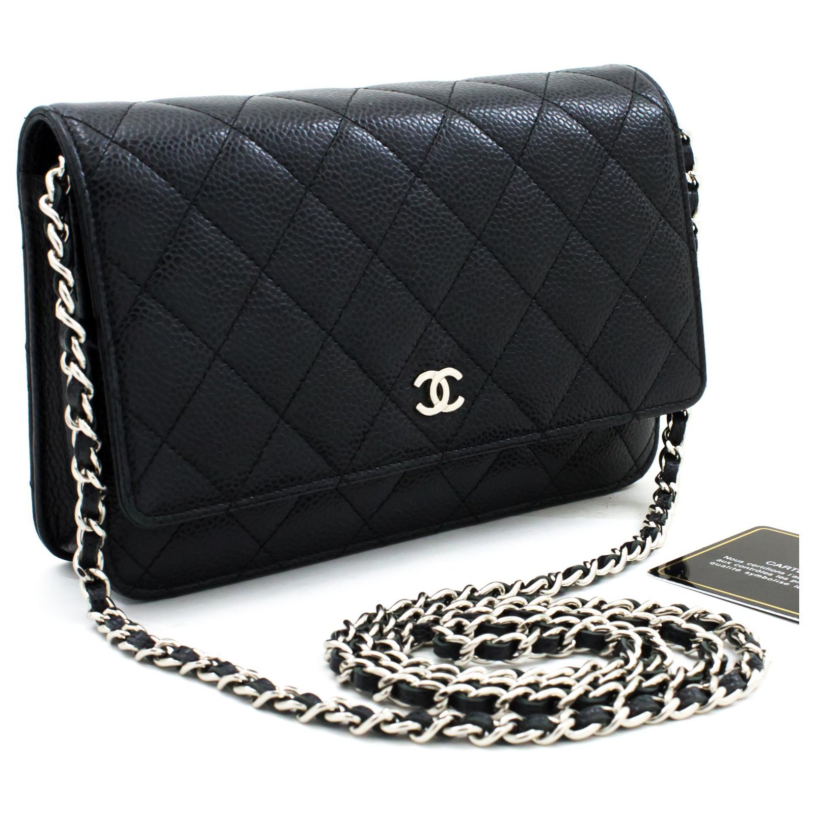 CHANEL Caviar Wallet On Chain WOC Black Shoulder Bag Crossbody Leather  ref.204090 - Joli Closet