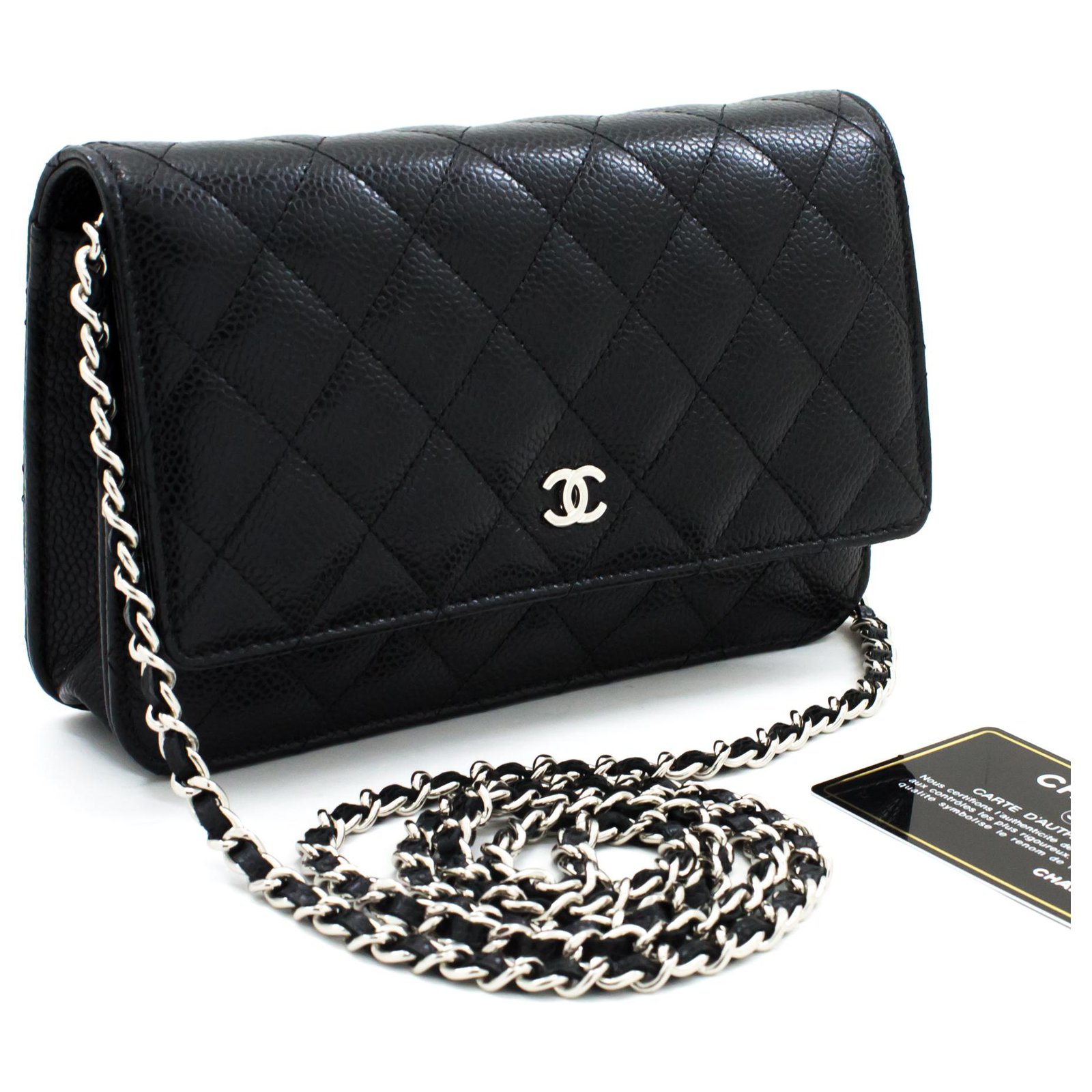 CHANEL Caviar Wallet On Chain WOC Black Shoulder Bag Crossbody Leather  ref.204093 - Joli Closet