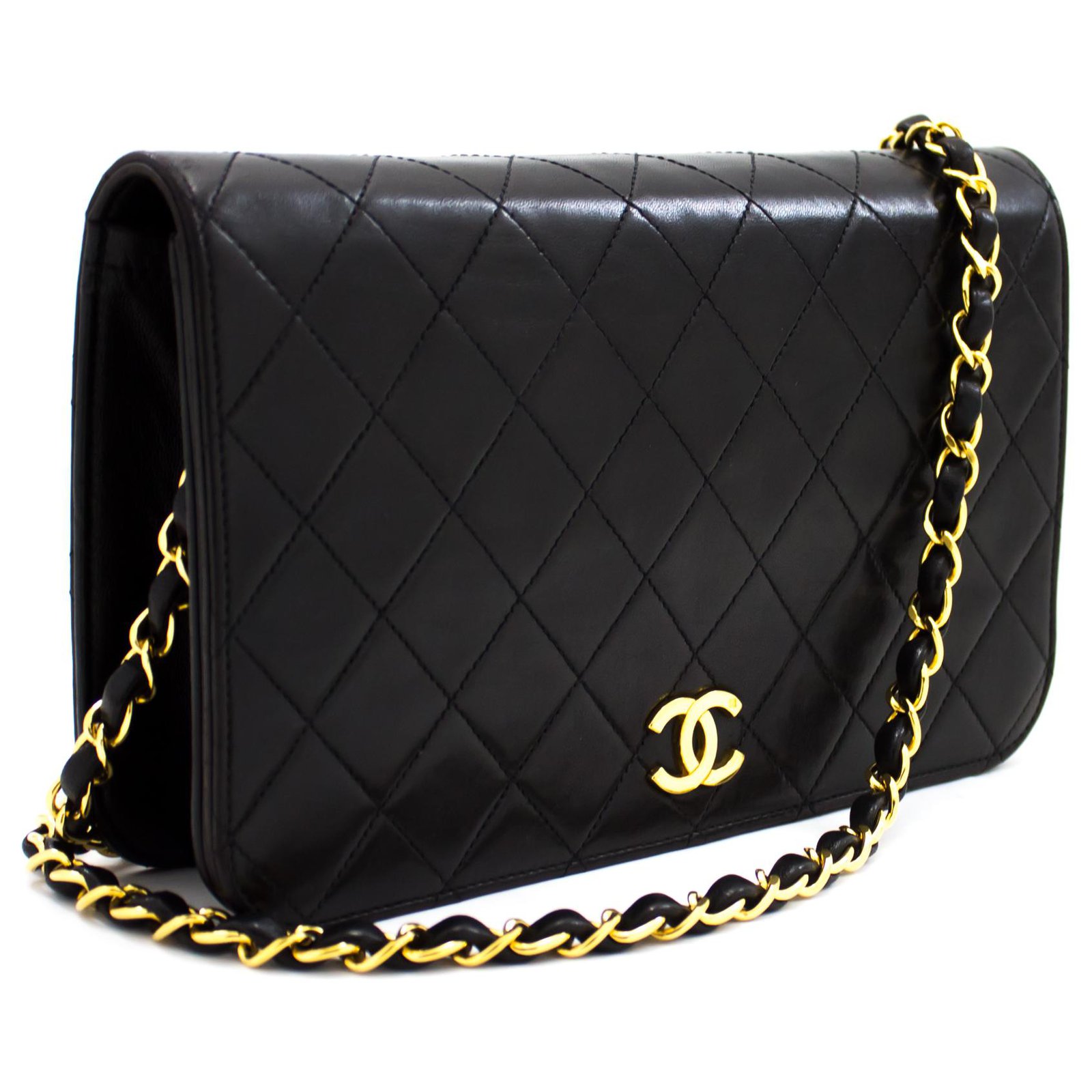 CHANEL Chain Shoulder Bag Clutch Black Quilted Flap Lambskin Leather  ref.204106 - Joli Closet