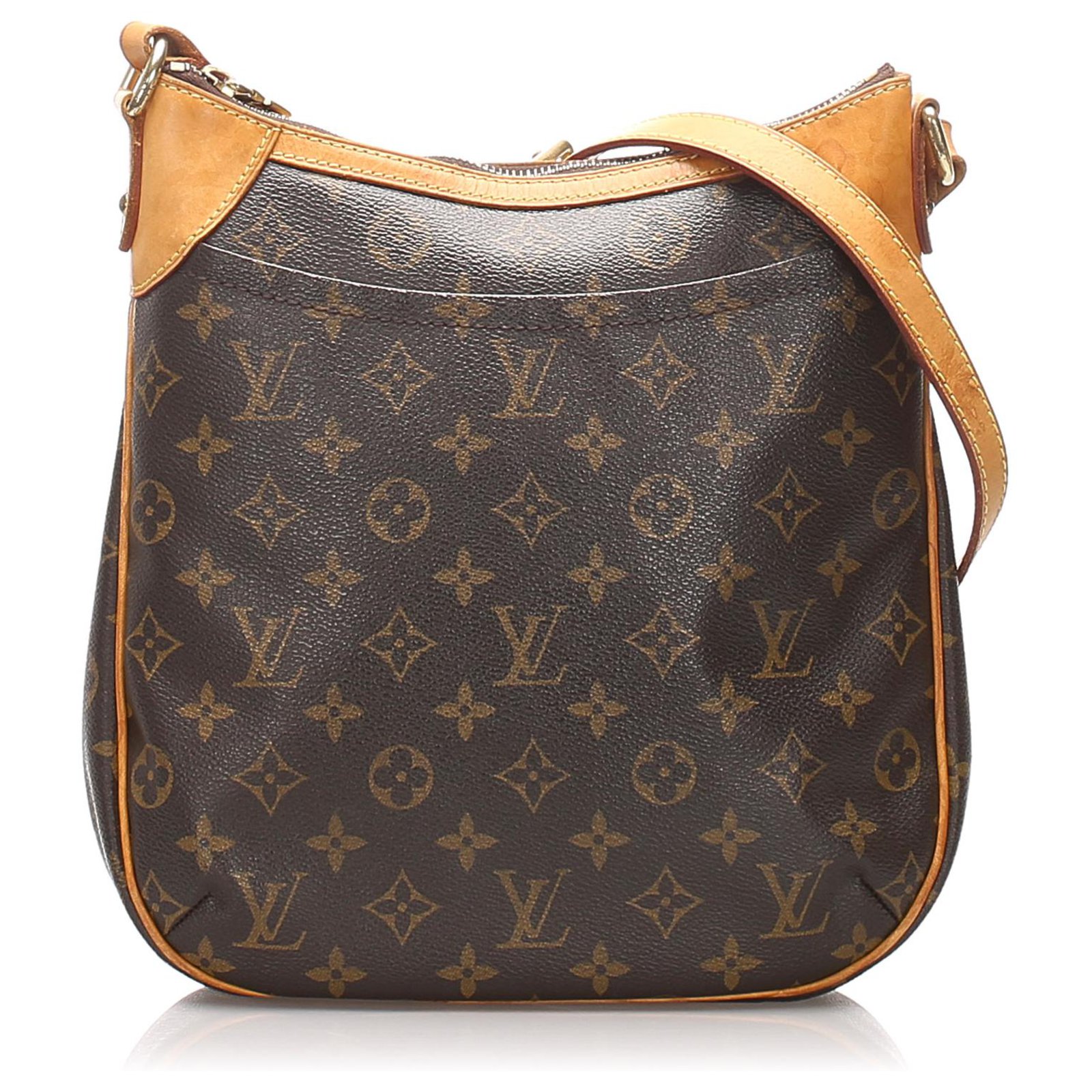 LOUIS VUITTON Monogram Odeon PM Gold Buckle Shoulder Bag Brown