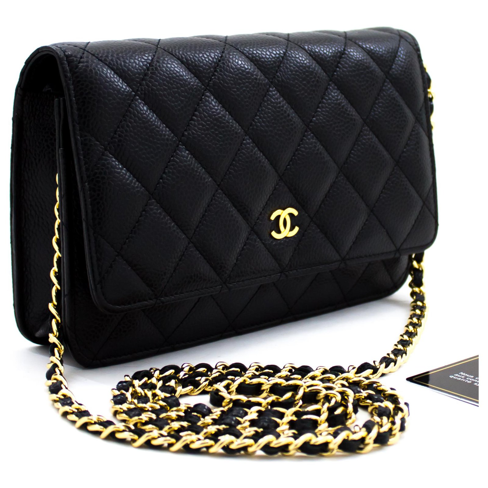 Chanel CHANEL Caviar Wallet On Chain WOC Schwarze Umh ngetasche  