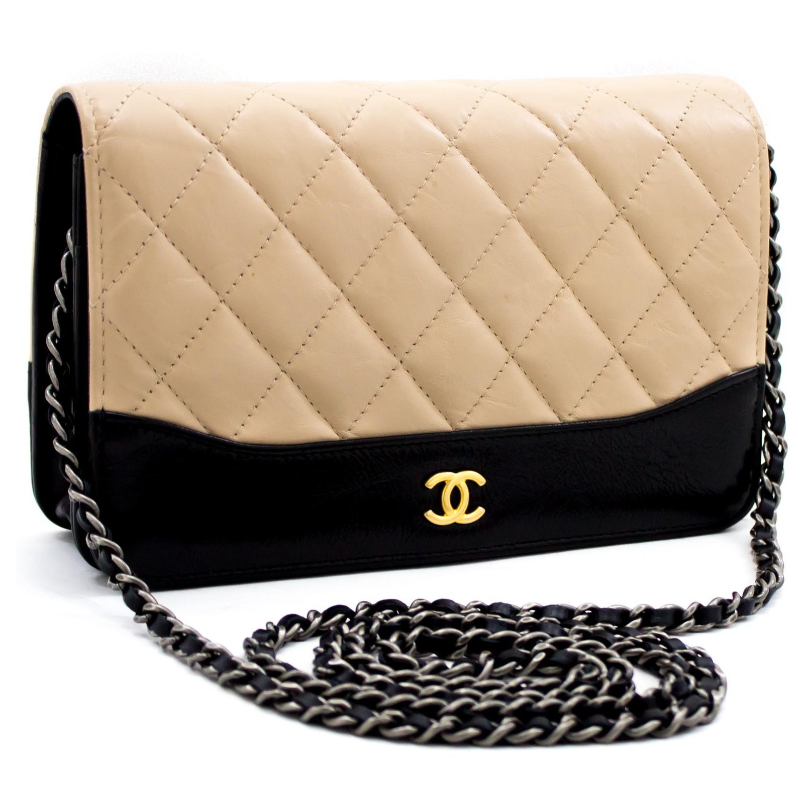 Chanel Caviar Quilted Wallet on Chain Woc Dark Beige