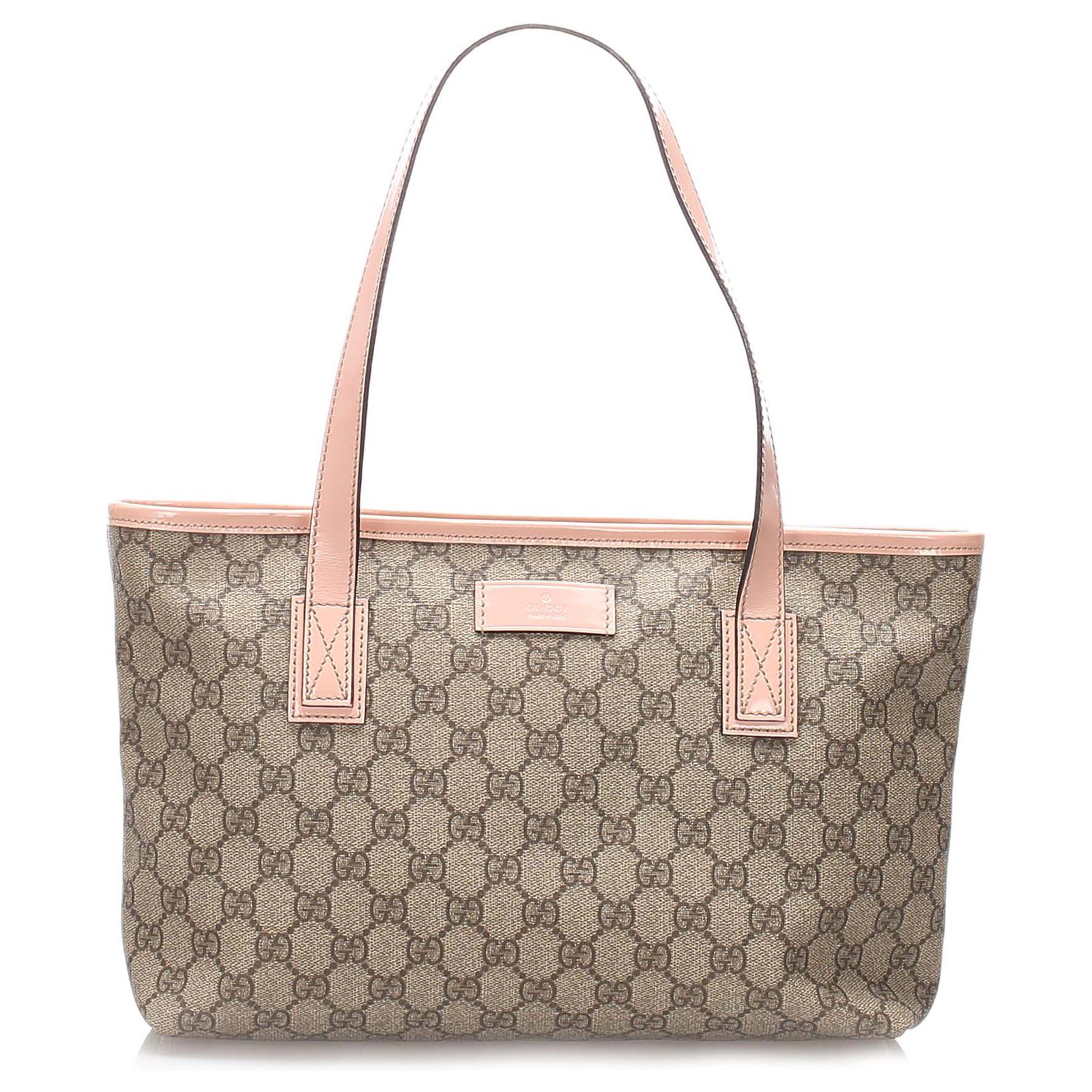 Gucci Beige/Pink GG Supreme Canvas and Leather Strawberry Print