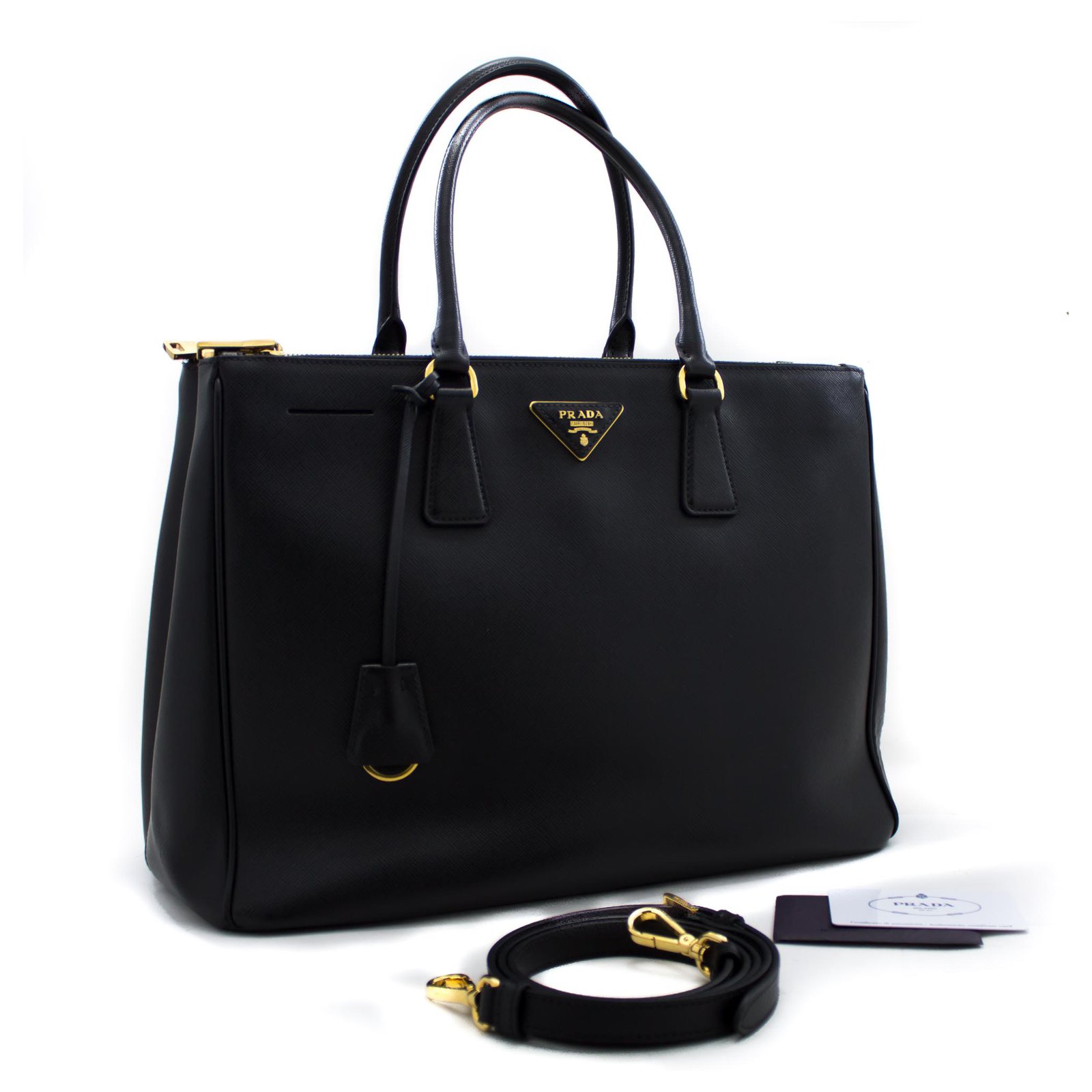 prada black leather handbag