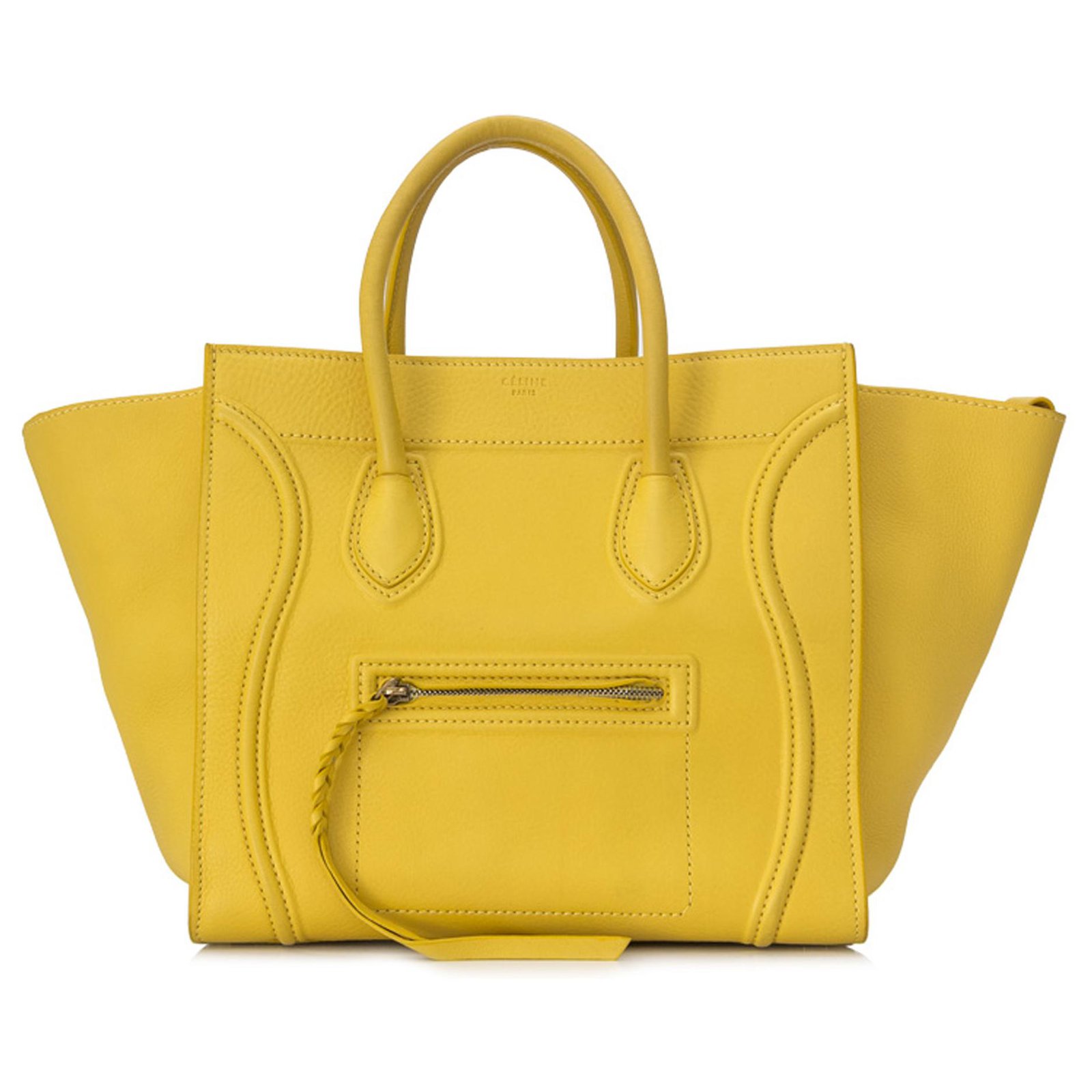 Céline Celine Yellow Phantom Luggage Leather Tote Pony-style calfskin ...