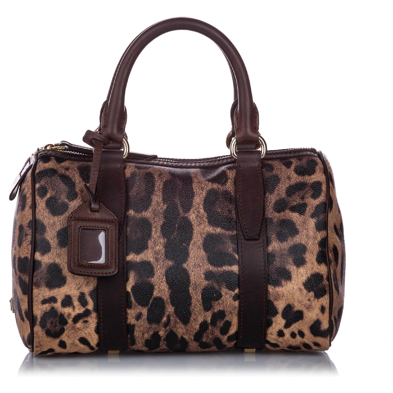 Autre Marque Dolce&Gabbana Brown Leopard Printed Boston Bag