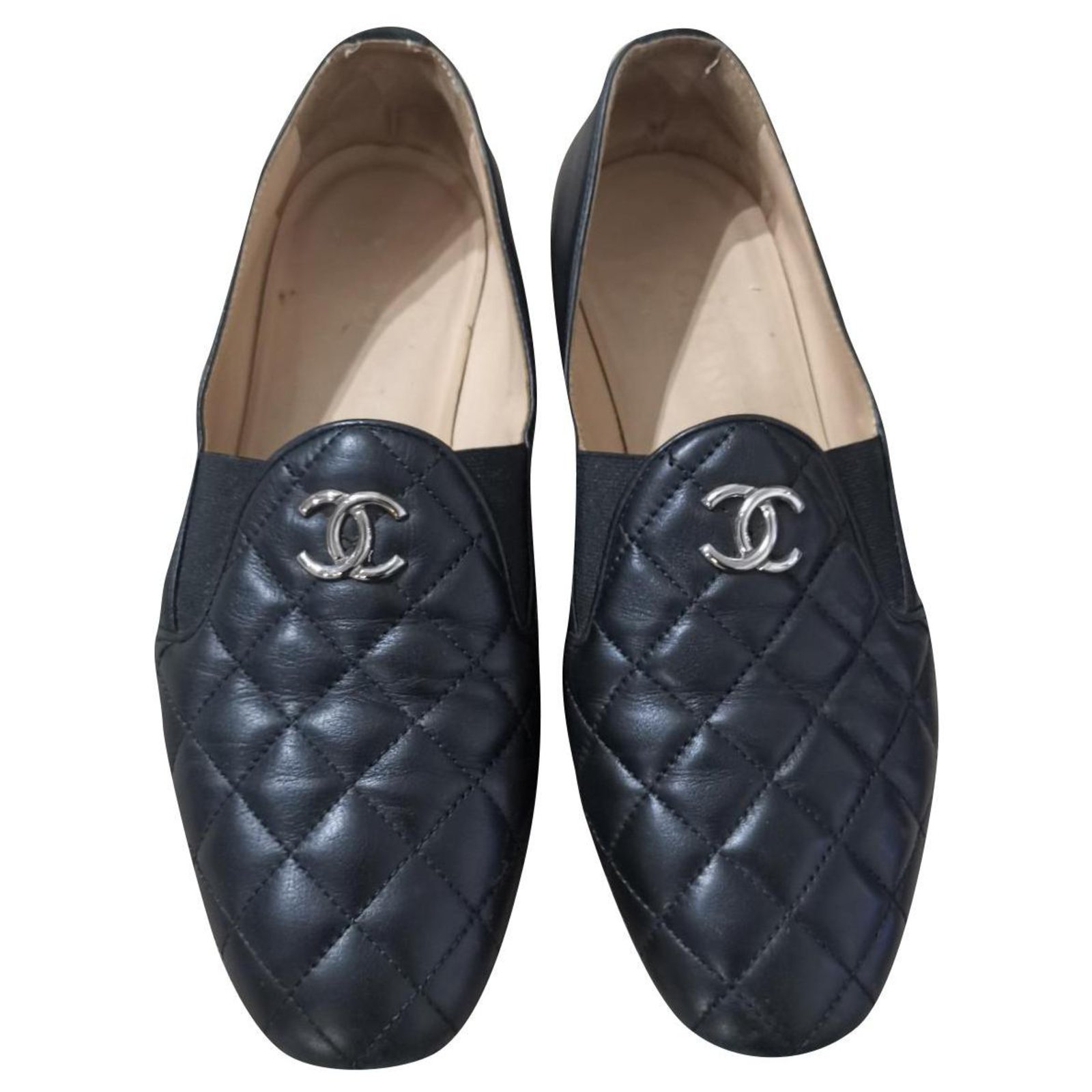 chanel quilted loafers