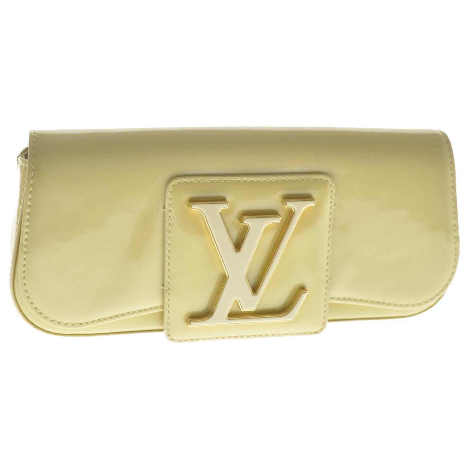 Sobe patent leather clutch bag Louis Vuitton Yellow in Patent