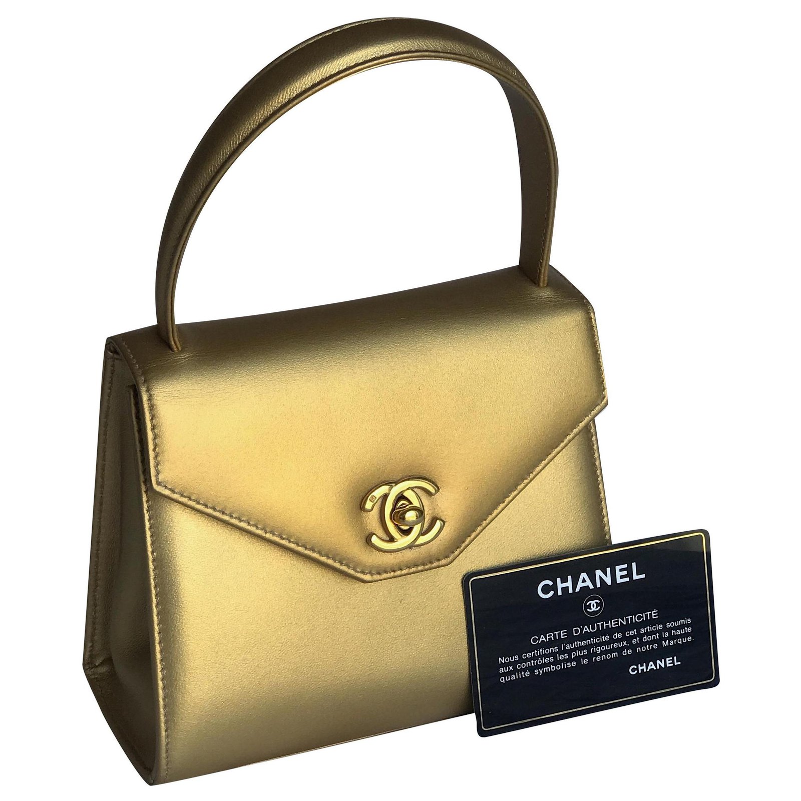 Collectors Chanel Kelly Bag Golden Metallic Leather  - Joli Closet