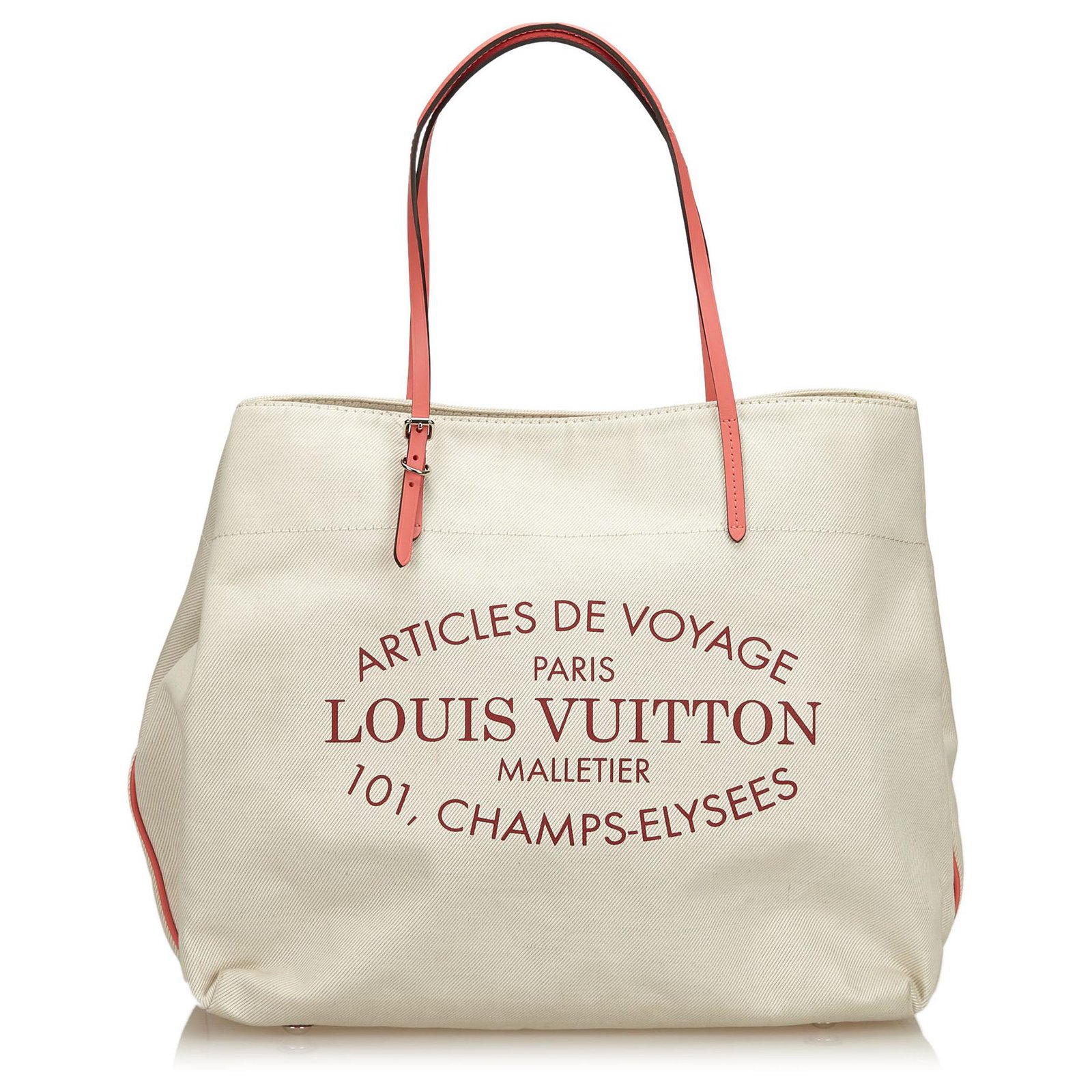 Louis Vuitton White Corail Artículos de Voyage Cabas GM Rosa Blanco Crudo Lienzo Paño ref.206860 - Joli Closet