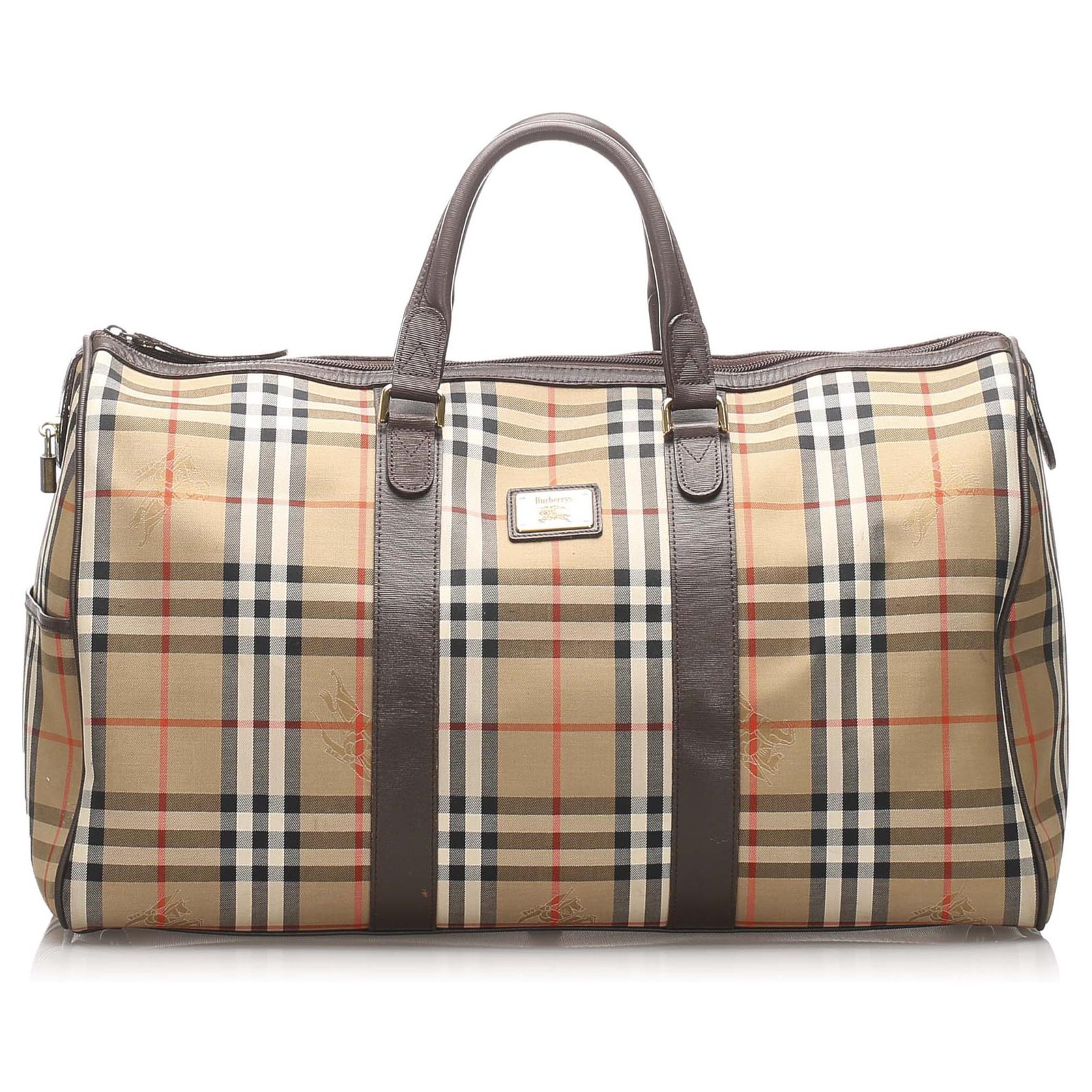 Burberry Brown Haymarket Check Canvas Travel Bag Multiple colors
