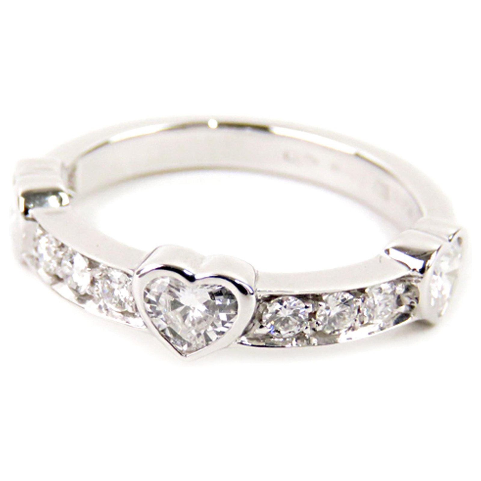Bvlgari Silver Cuore Heart Diamond Ring 