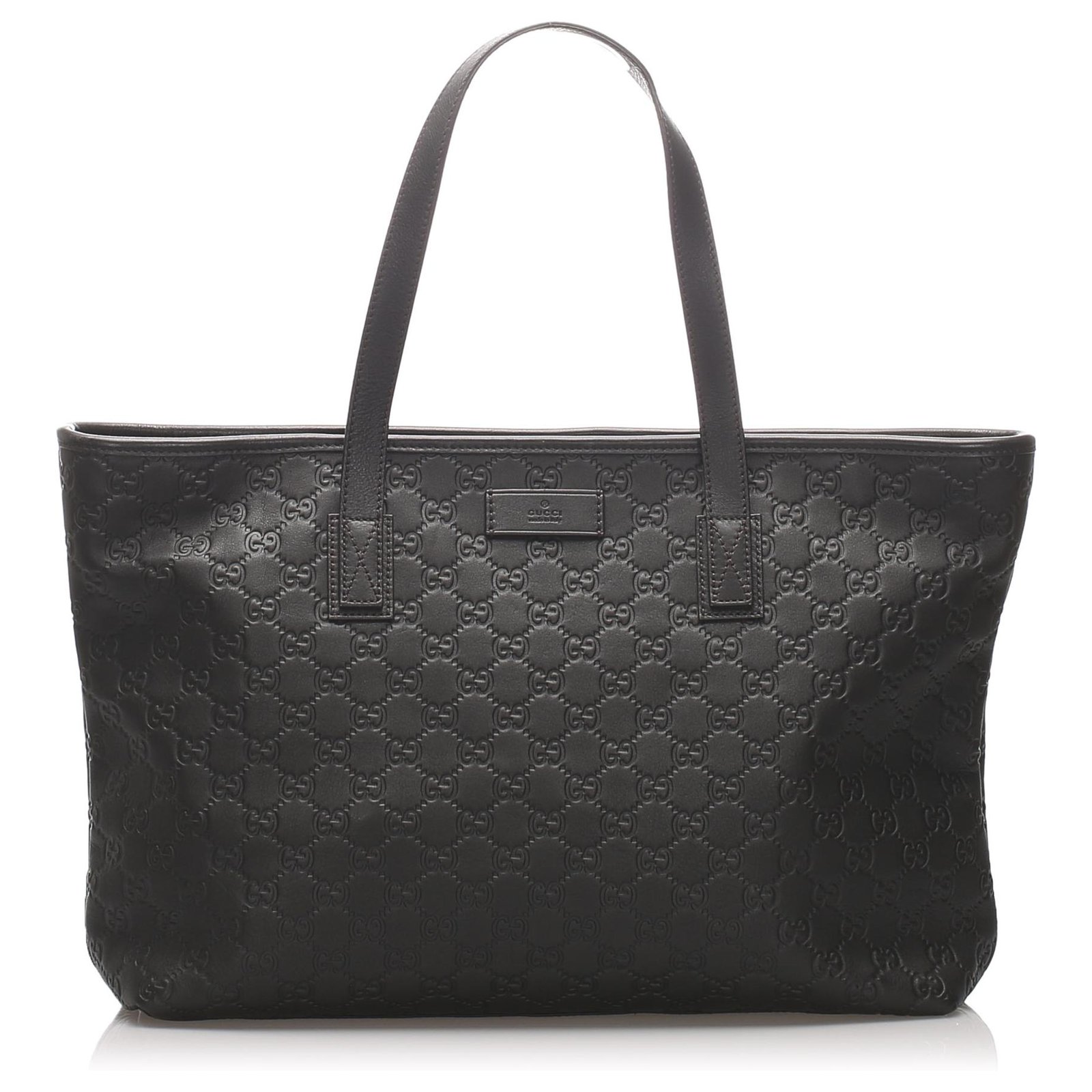 gucci black tote with leather handle