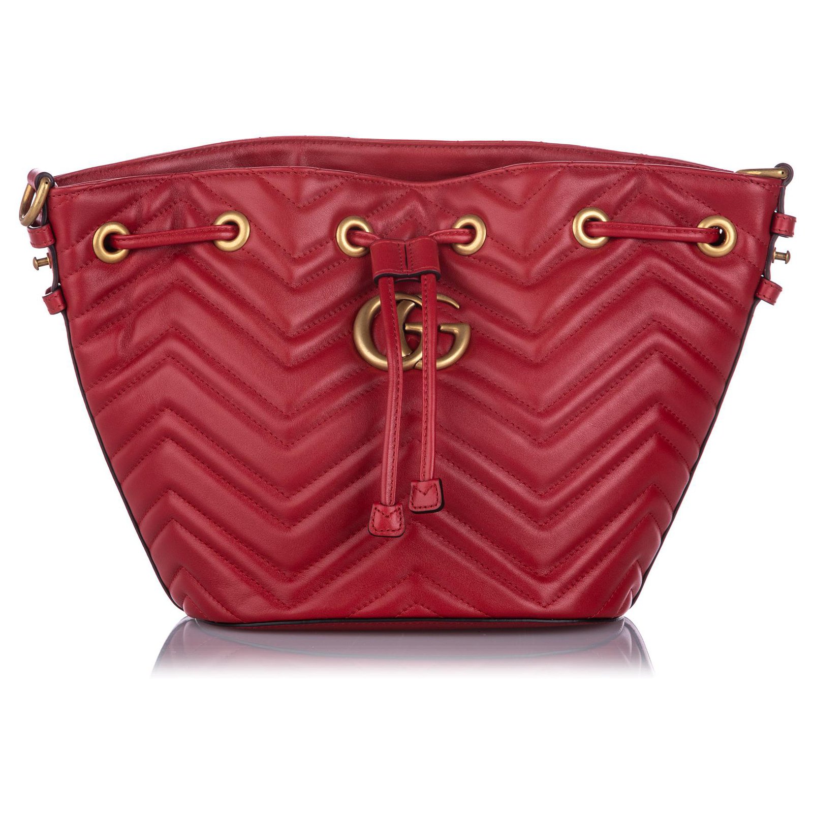 Gucci Gucci Red GG Marmont Bucket Bag 
