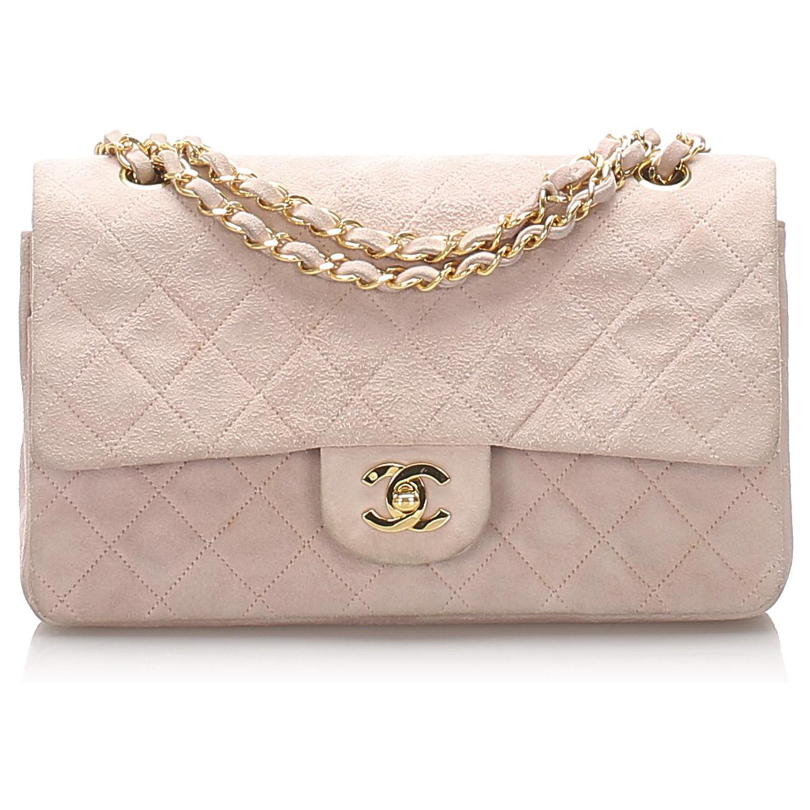 Chanel Pink Classic Small Suede Leather lined Flap Bag ref.208590