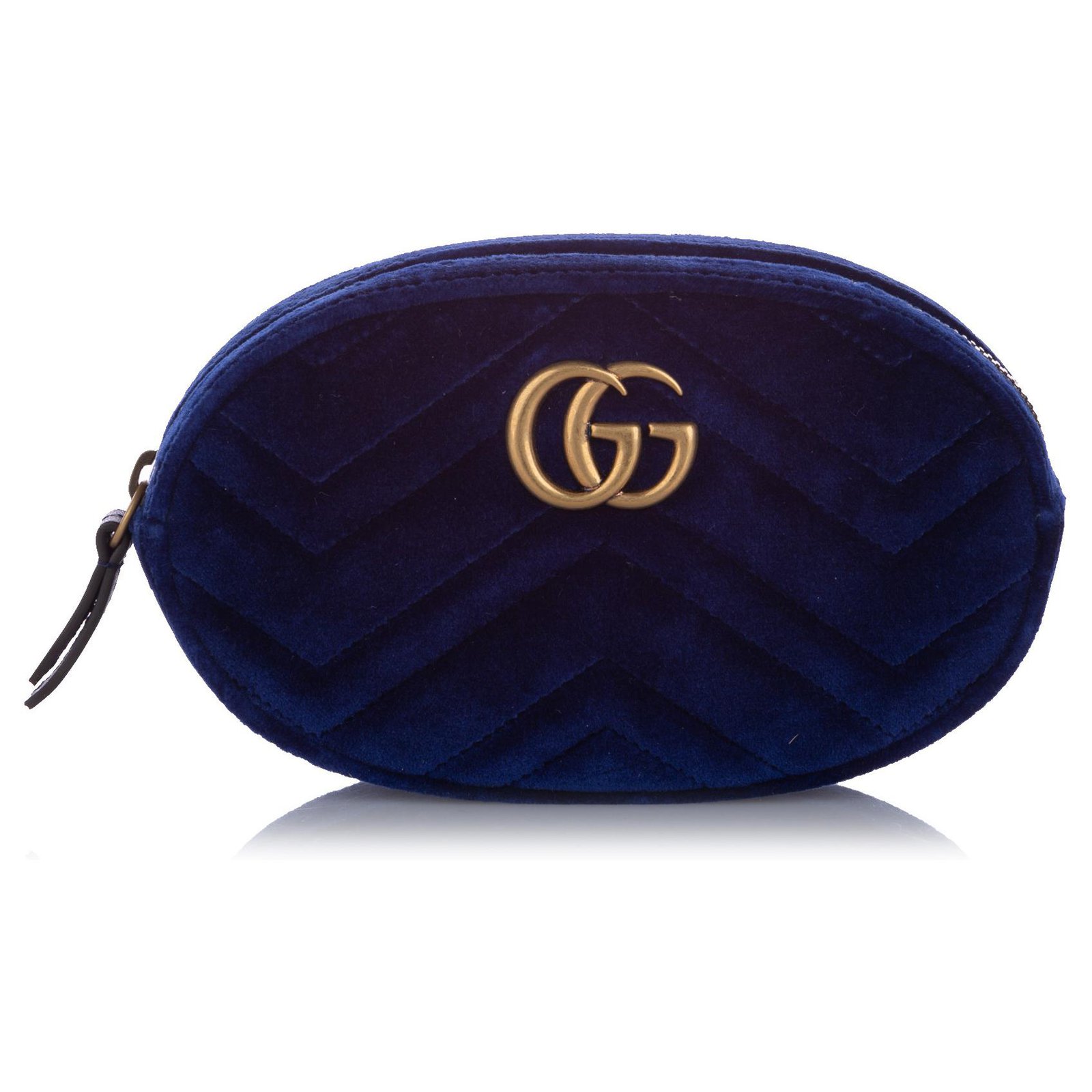 Gucci Blue GG Marmont Velvet Azul Cuero Terciopelo Becerro Paño ref.208632 - Closet