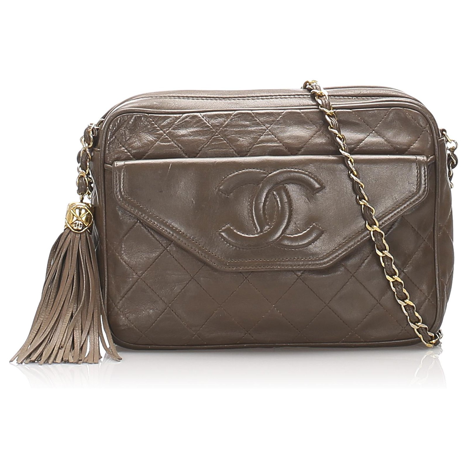 Chanel Brown CC Lambskin Leather Crossbody Bag Light brown ref.208664 -  Joli Closet