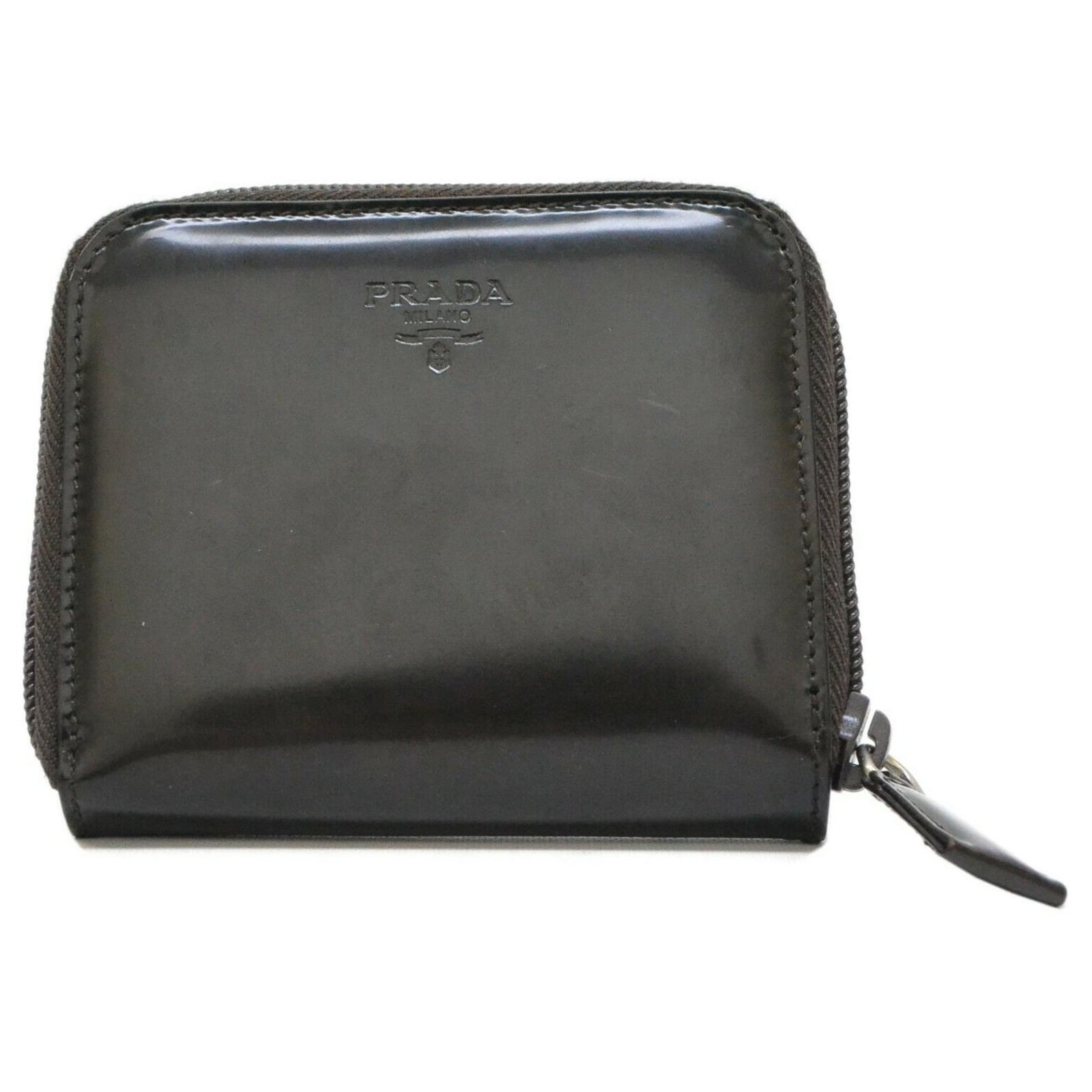 Zip Around Leather Wallet in Black - Prada