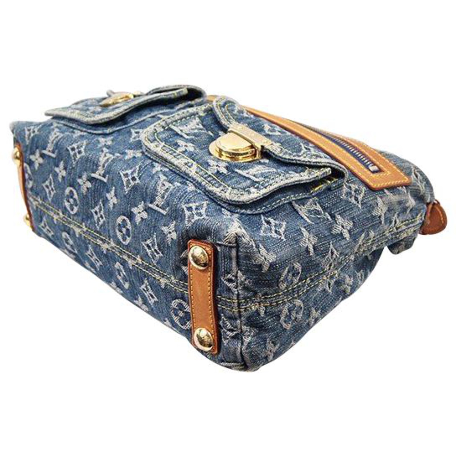 Manhattan handbag Louis Vuitton Blue in Denim - Jeans - 17377129