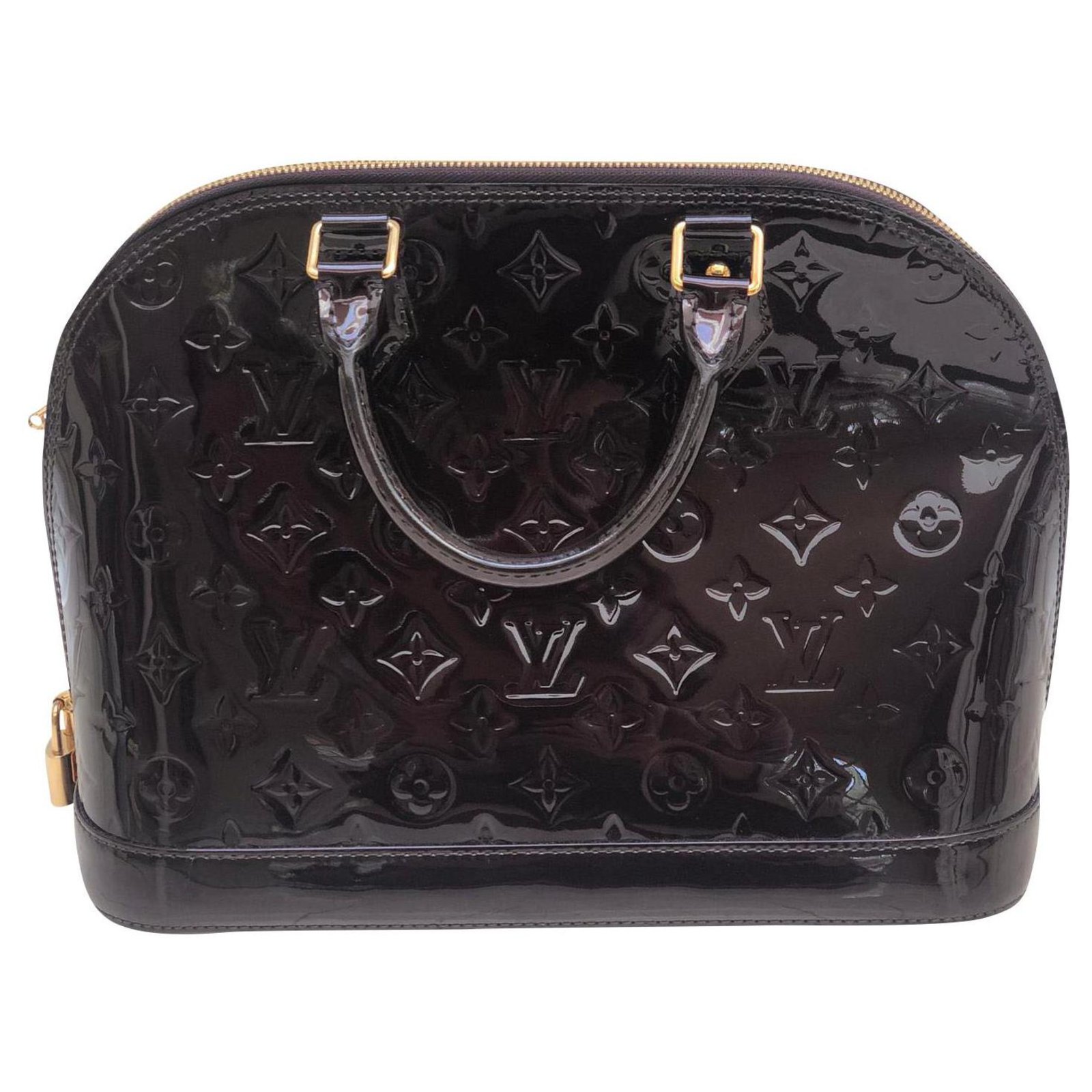 Alma patent leather handbag Louis Vuitton Black in Patent leather